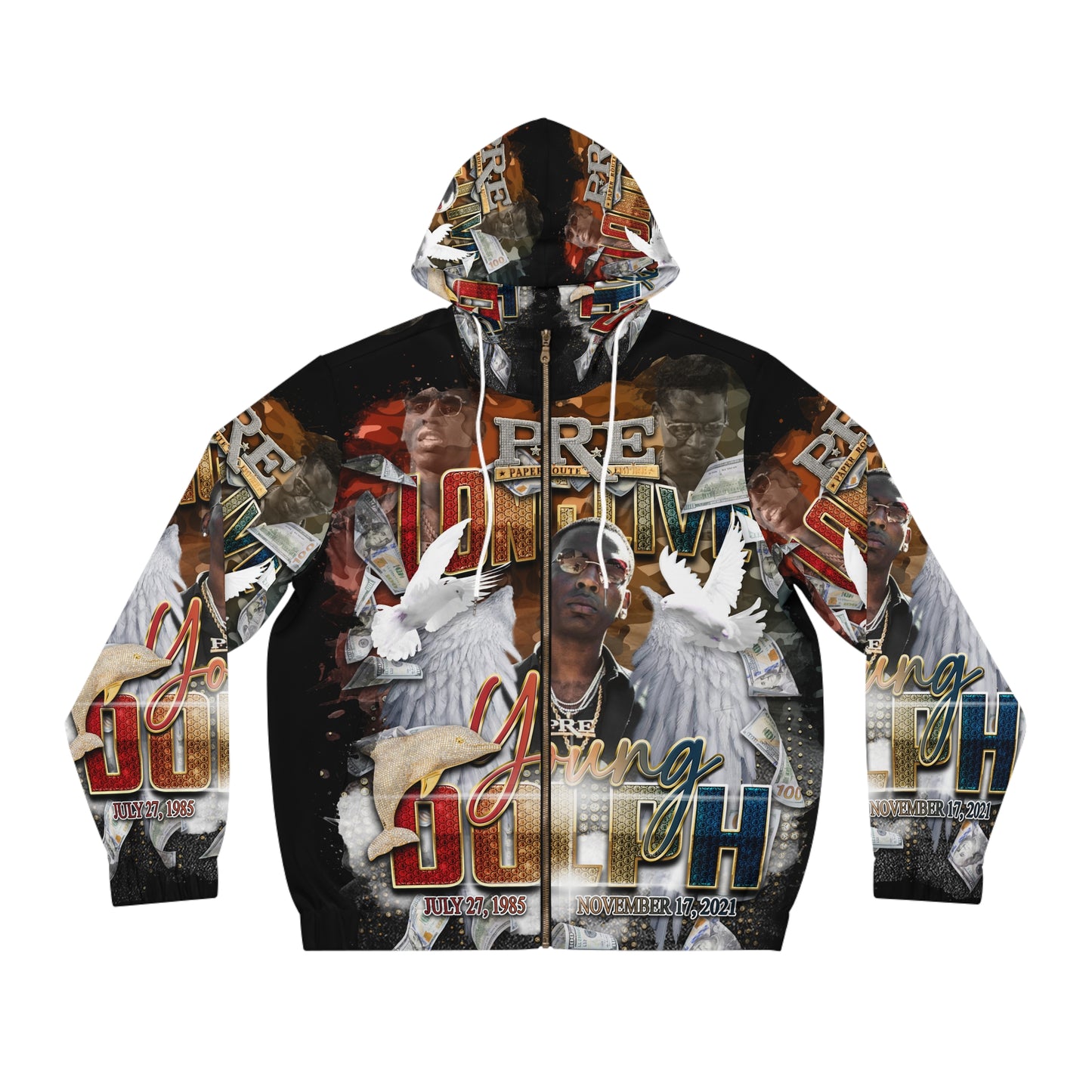 Young Dolph Men's Full-Zip Hoodie (AOP)