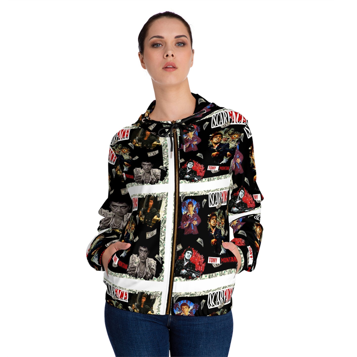 Scarface Womens Full-Zip Hoodie (AOP)