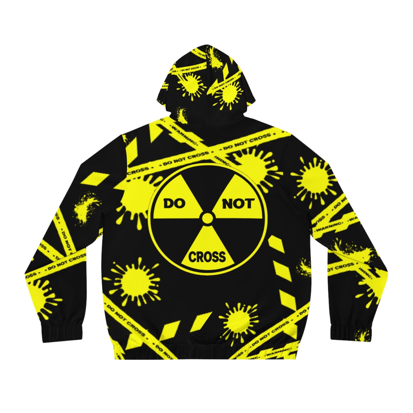 Caution ,do not cross ,black and yellow Men's Full-Zip Hoodie (AOP)