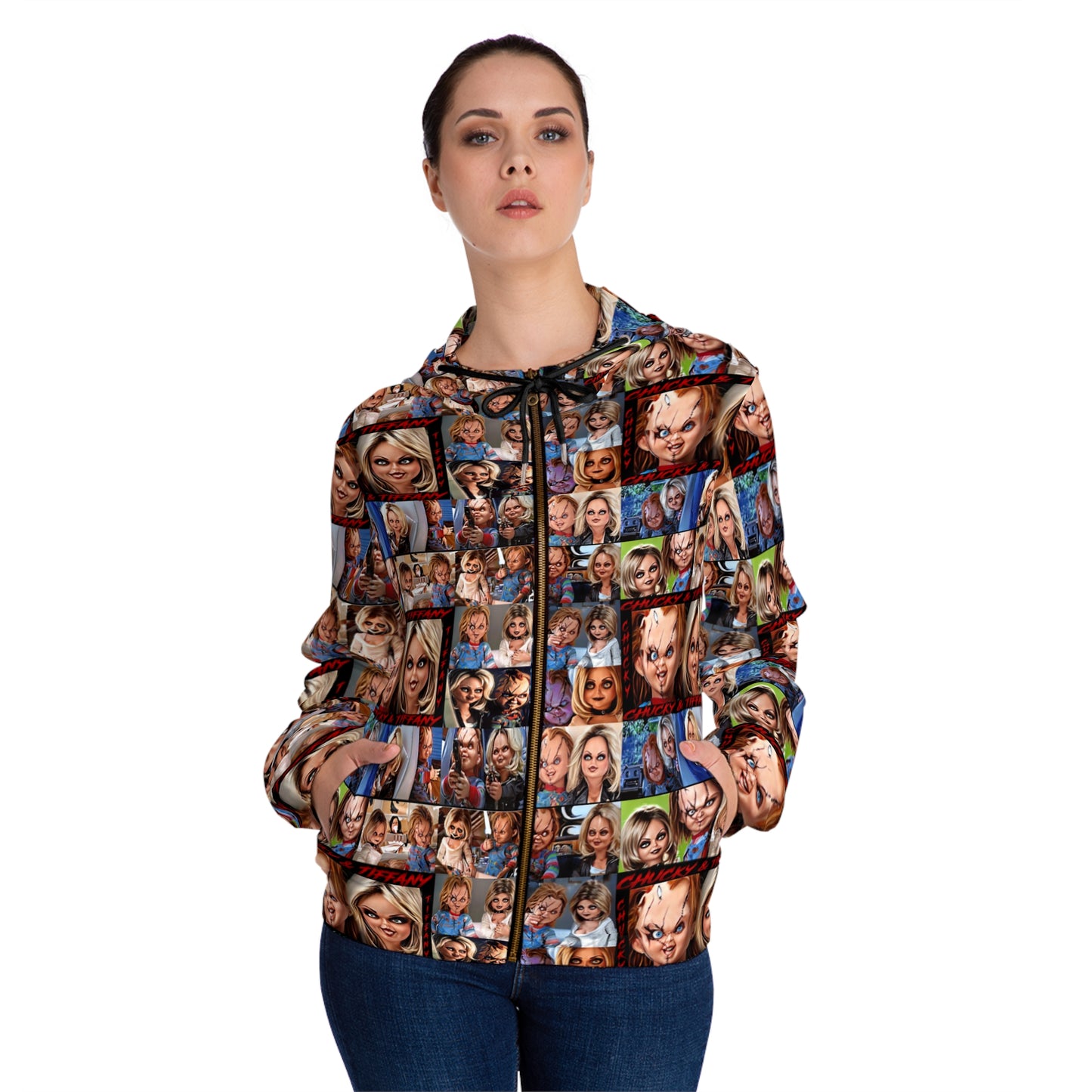 Chucky and Bride of Chucky Womens Full-Zip Hoodie (AOP)