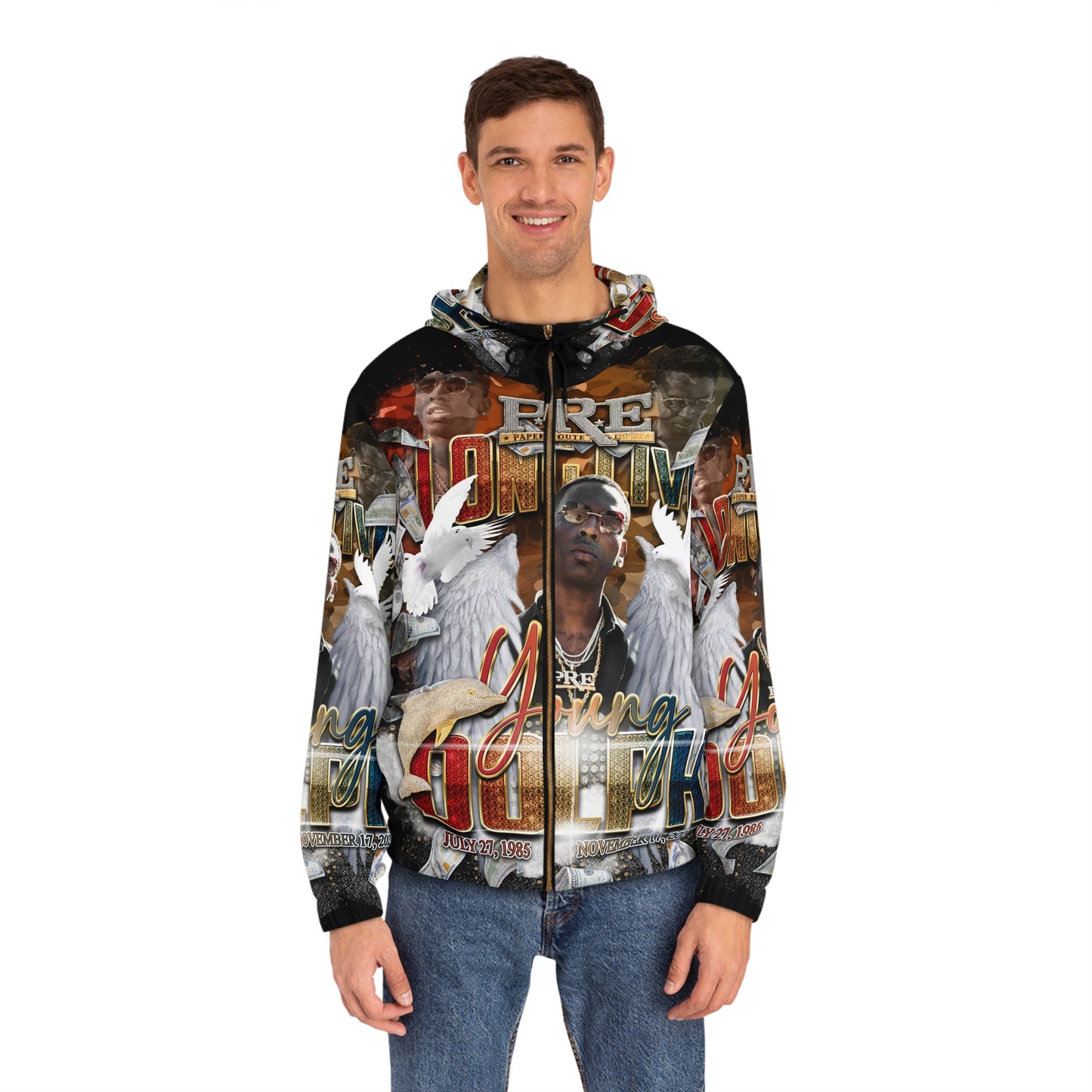Young Dolph Men's Full-Zip Hoodie (AOP)