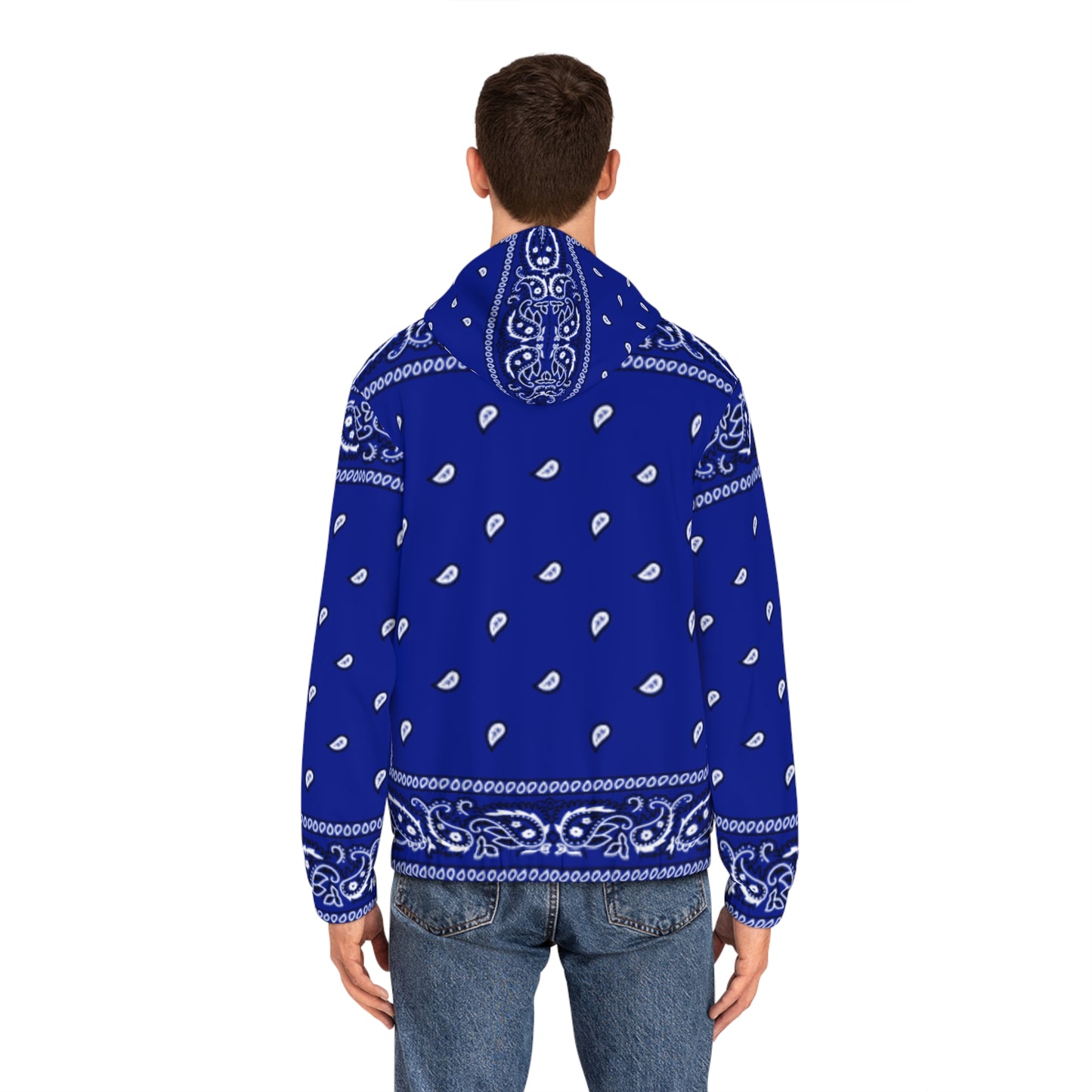 Bandana blue Men's Full-Zip Hoodie (AOP)