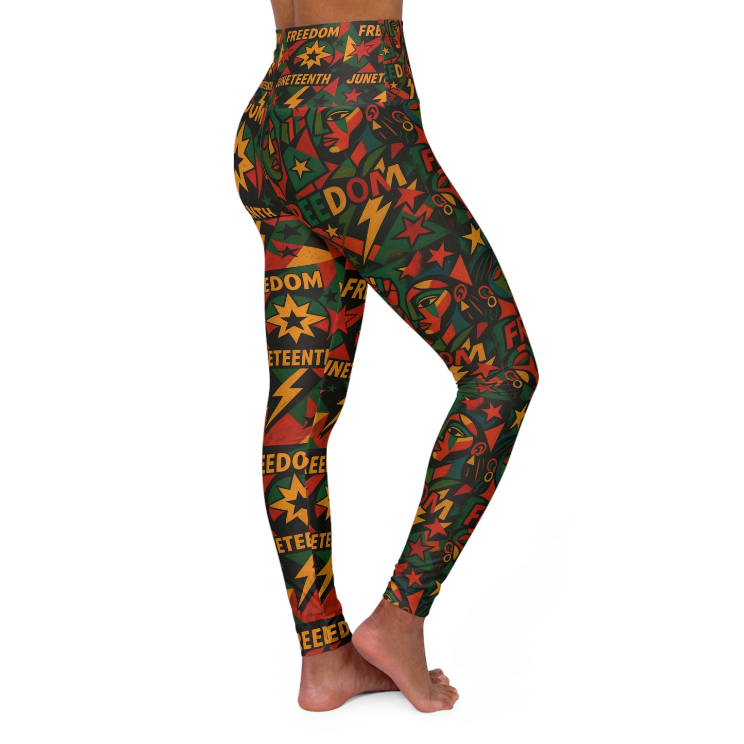 Juneteenth freedom theme Vibrant High Waisted Yoga Leggings, Colorful Activewear, Pilates Pants, Fitness Leggings, Yoga Outfits, Stylish Exercise Clothing
