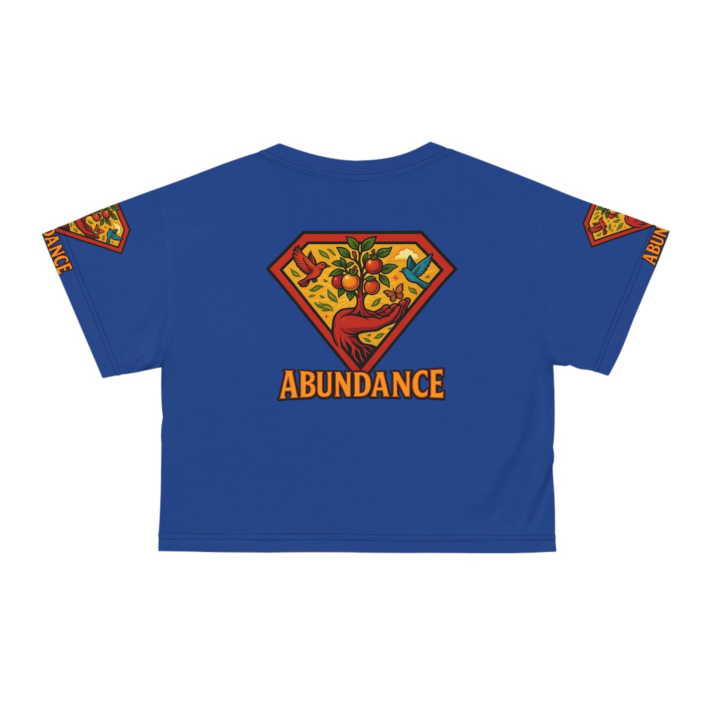 Abundance Vibrant Crop Tee, Superhero Style Shirt, Unique Boho Top, Colorful Summer Wear, Gift for Her, Festival Fashion