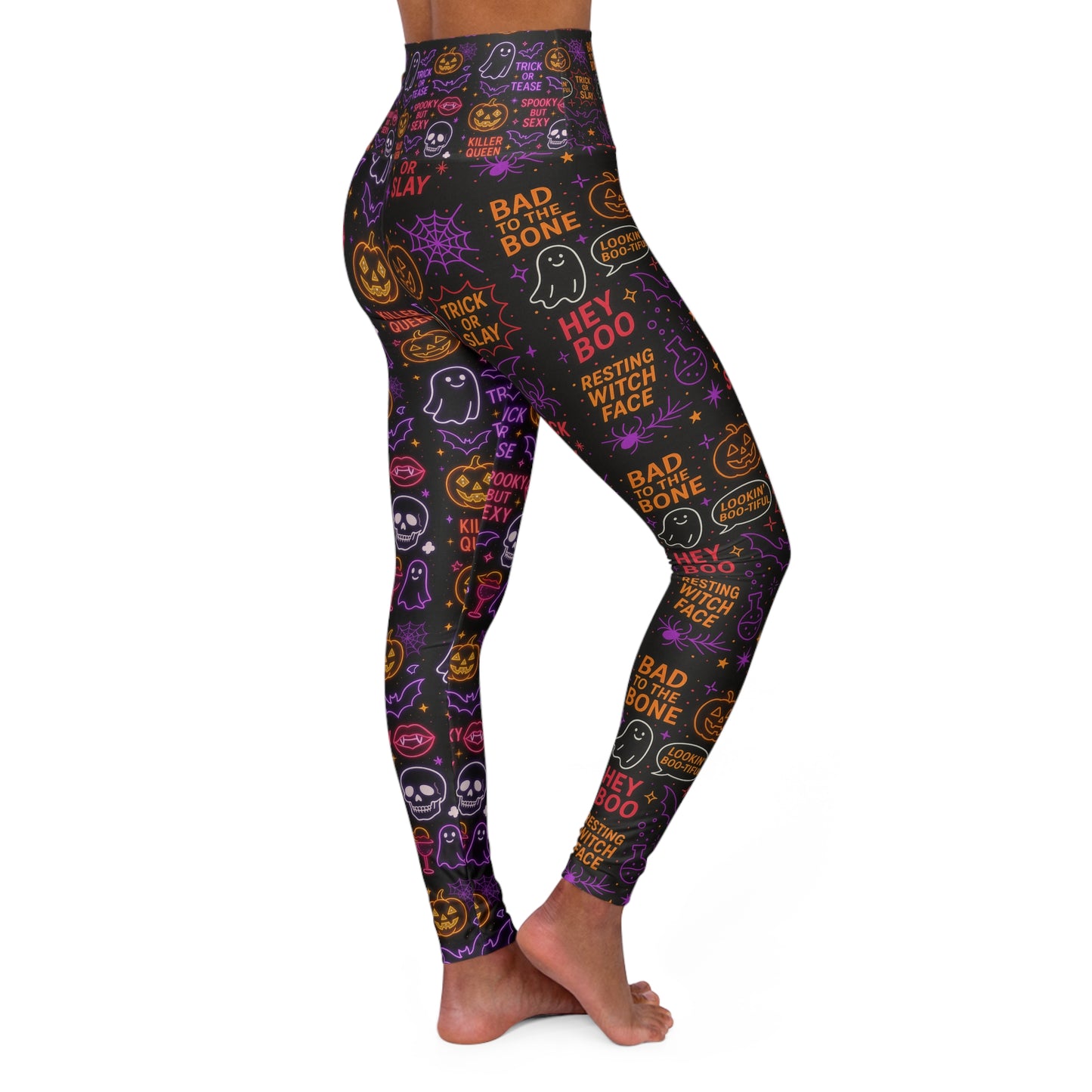 Halloween neon and black theme Vibrant High Waisted Yoga Leggings, Colorful Activewear, Pilates Pants, Fitness Leggings, Yoga Outfits, Stylish Exercise Clothing