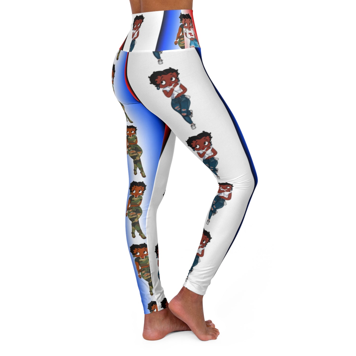 Betty boop red white and blue High Waisted Yoga Leggings