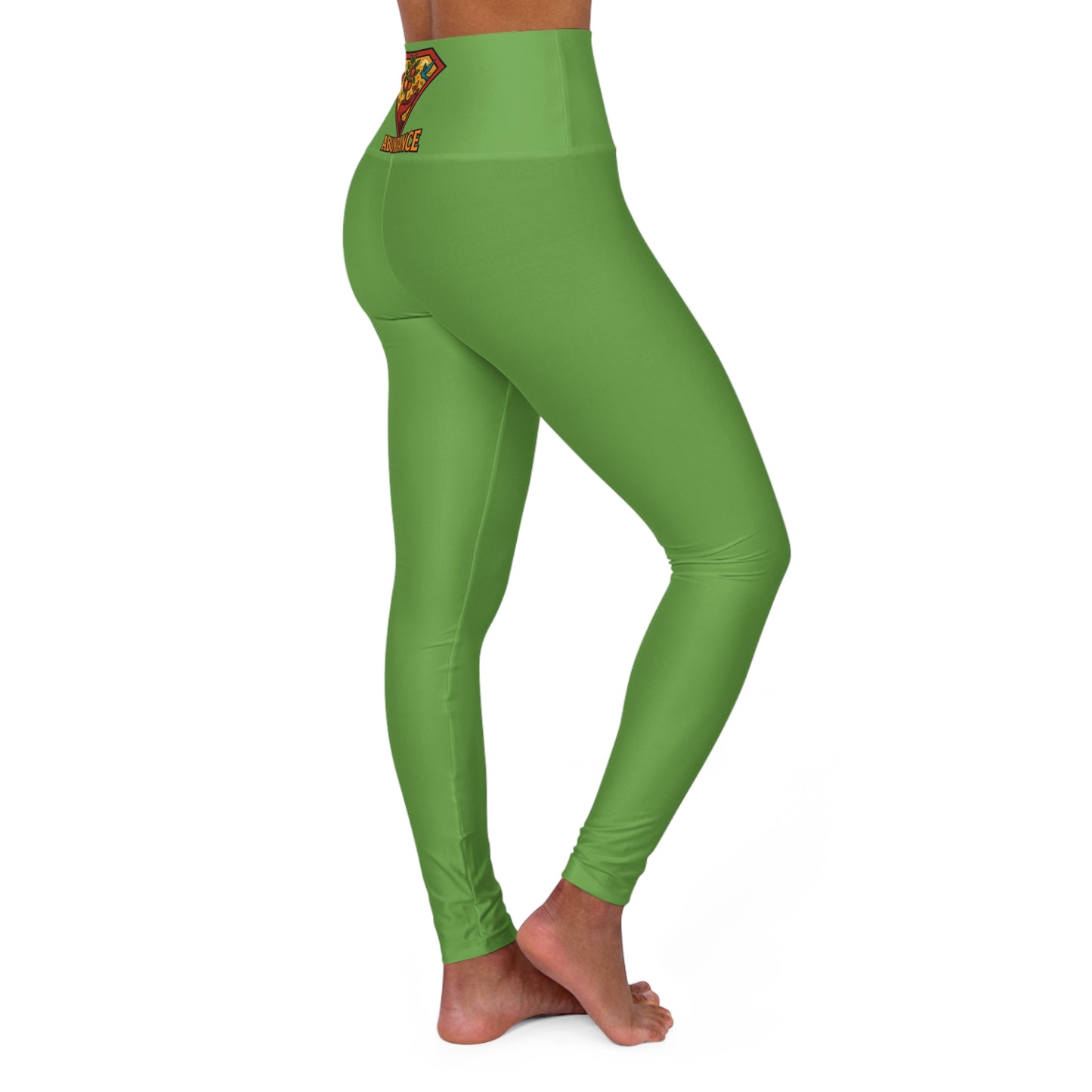 Abundance High Waisted Green Yoga Leggings, Inspirational Activewear, Fitness Leggings, Workout Pants, Gift for Yogis