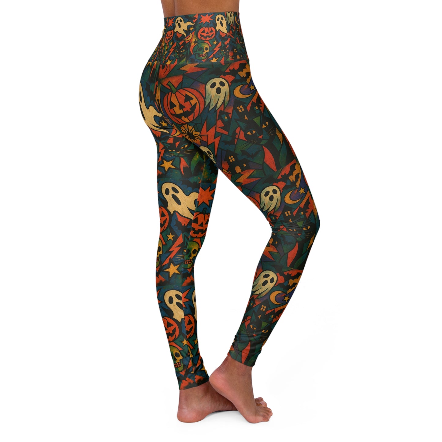 Halloween theme Vibrant High Waisted Yoga Leggings, Colorful Activewear, Pilates Pants, Fitness Leggings, Yoga Outfits, Stylish Exercise Clothing