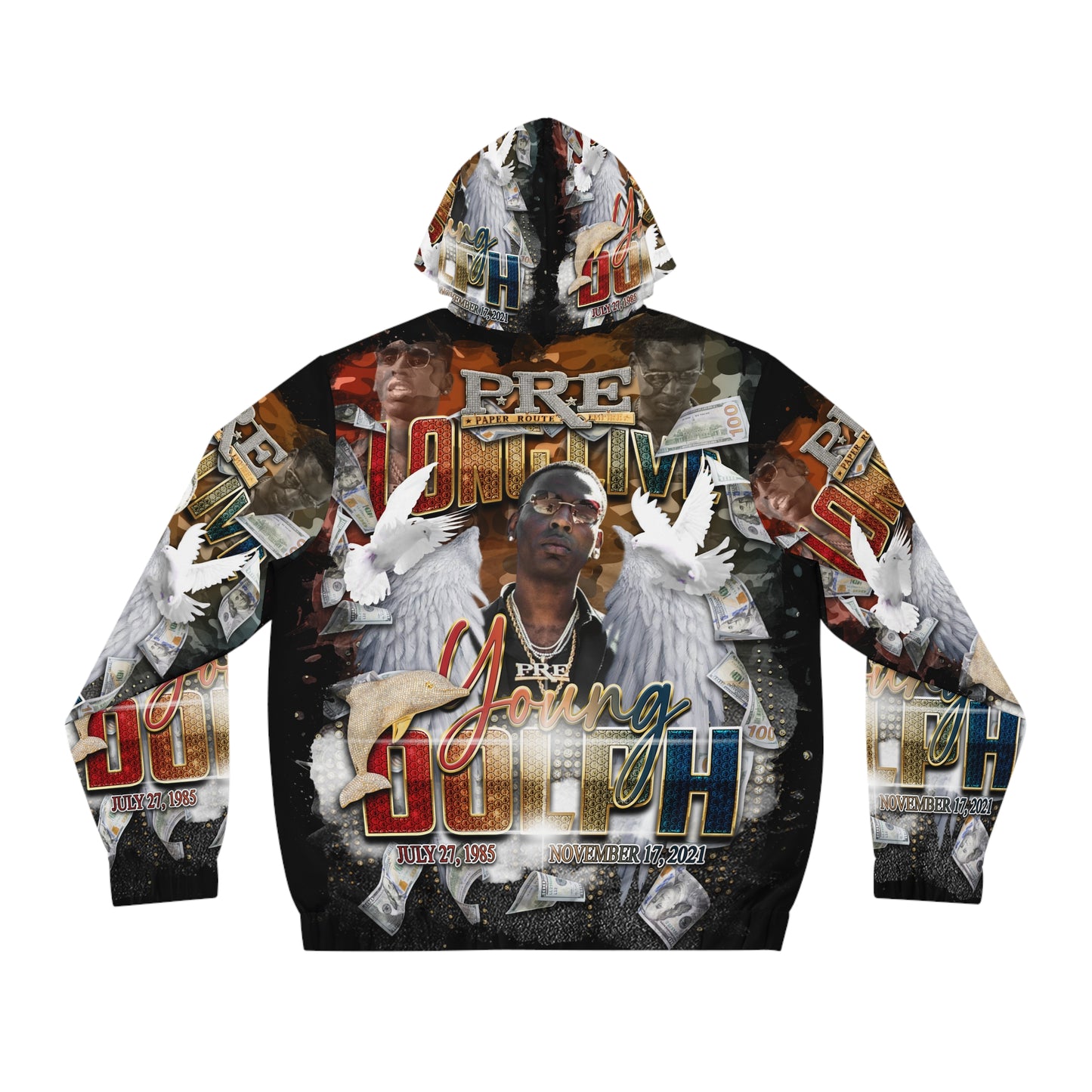 Young Dolph Men's Full-Zip Hoodie (AOP)