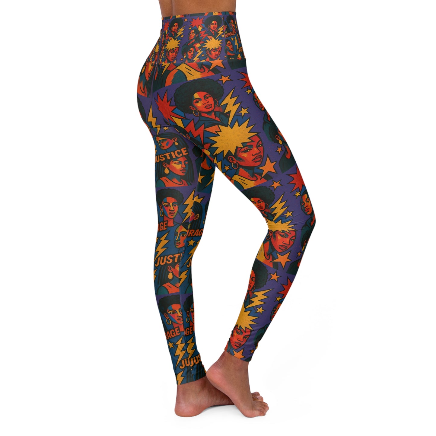 Courage, Justice Vibrant High Waisted Yoga Leggings, Colorful Activewear, Pilates Pants, Fitness Leggings, Yoga Outfits, Stylish Exercise Clothing