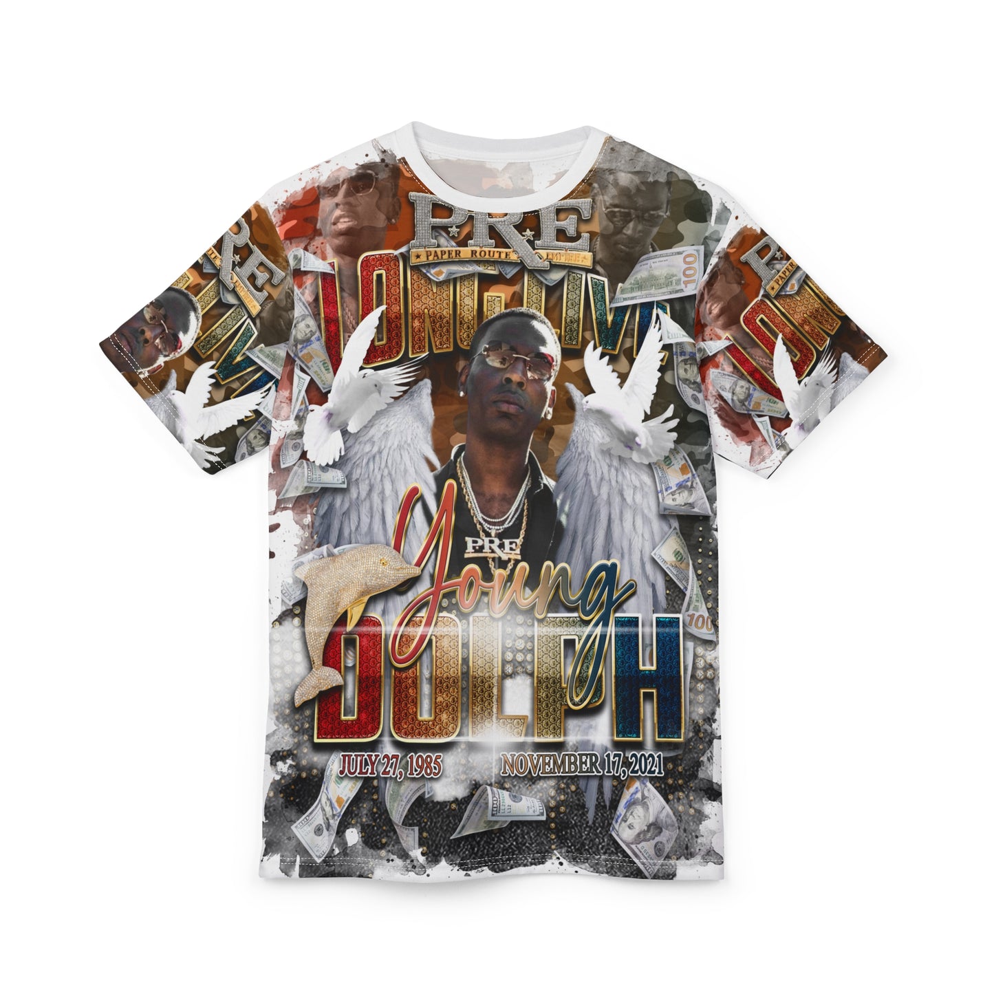 Young Dolph multicolor camouflage Unisex Cut & Sew Tee (AOP)