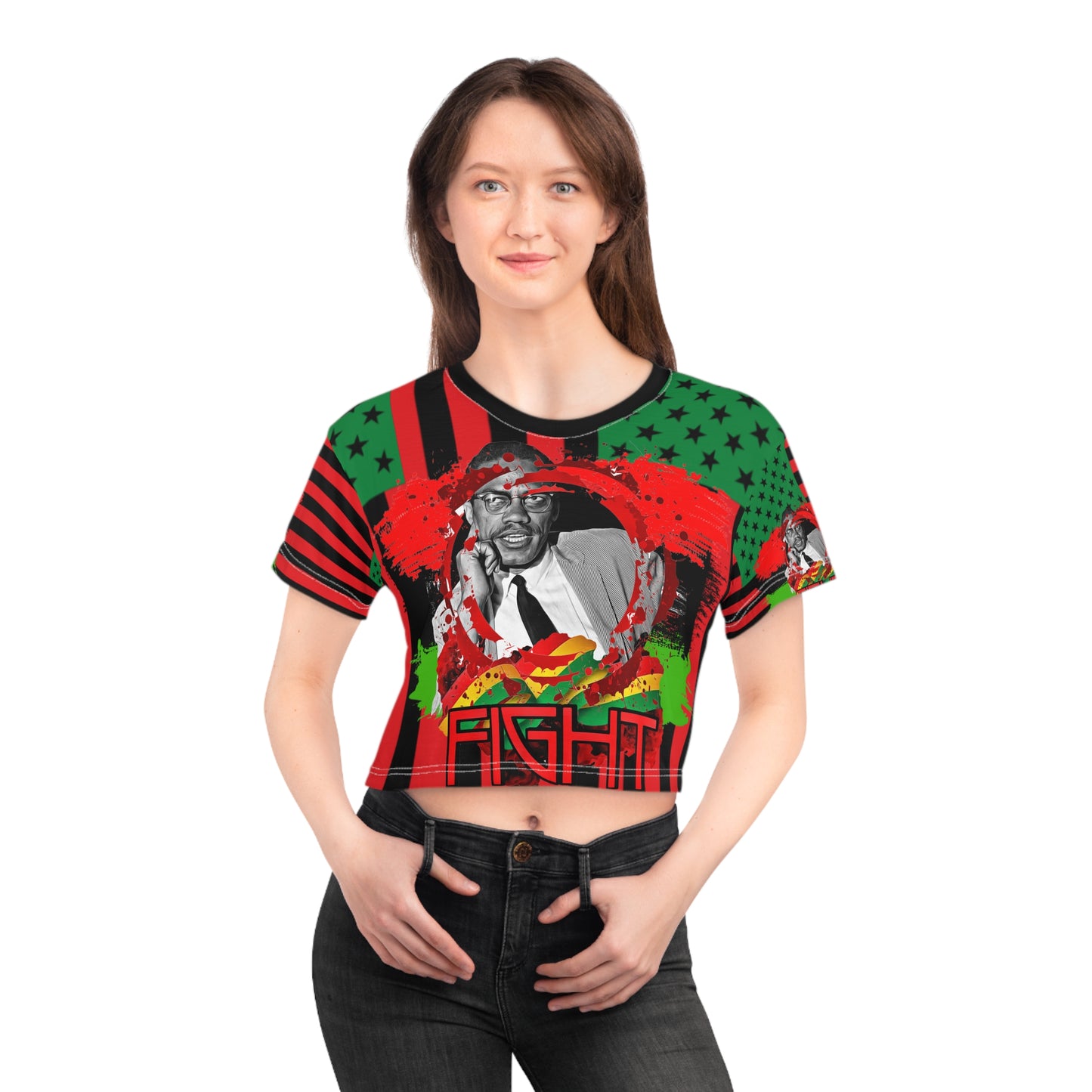 Malcolm x Crop Tee (AOP)