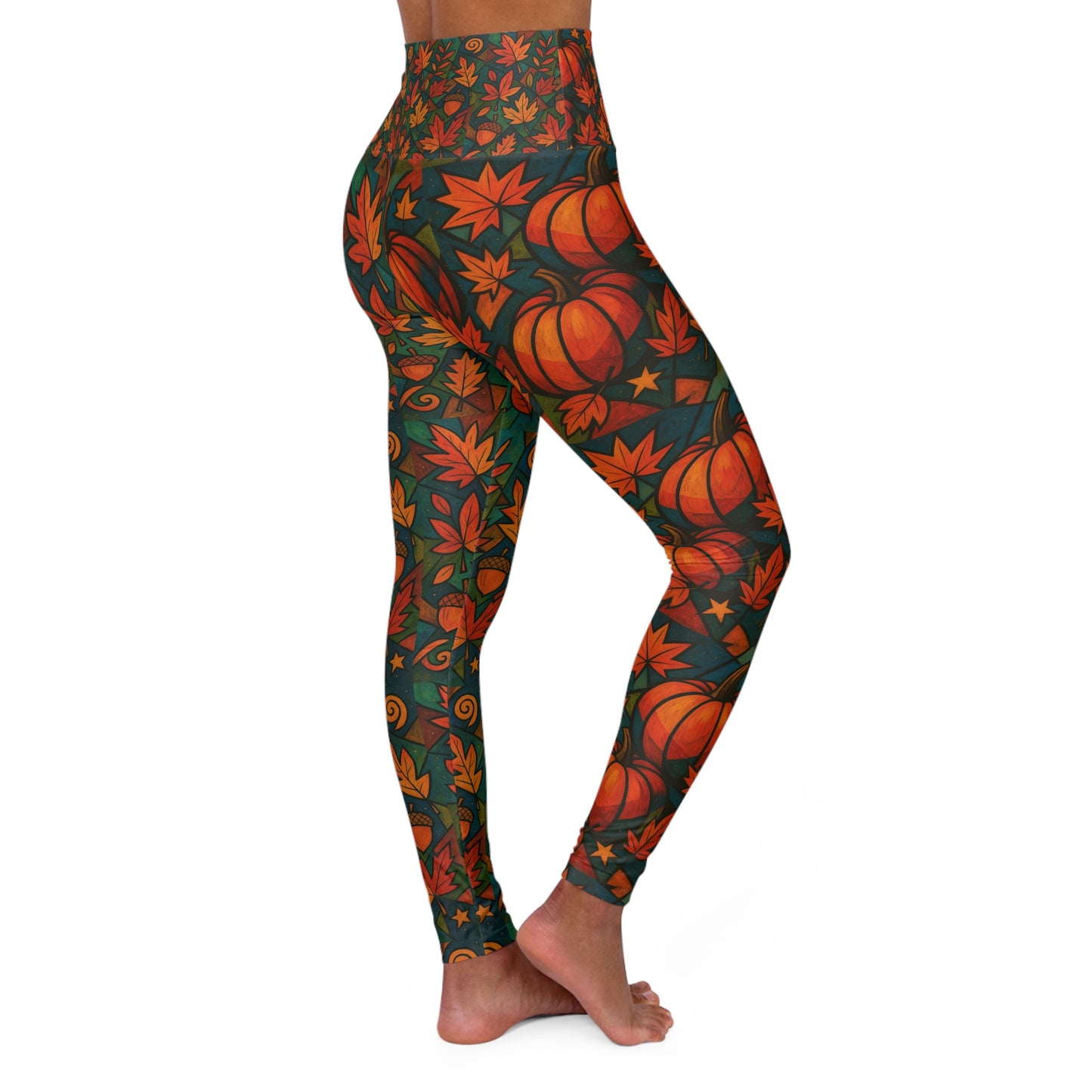 Fall Time theme Vibrant High Waisted Yoga Leggings, Colorful Activewear, Pilates Pants, Fitness Leggings, Yoga Outfits, Stylish Exercise Clothing