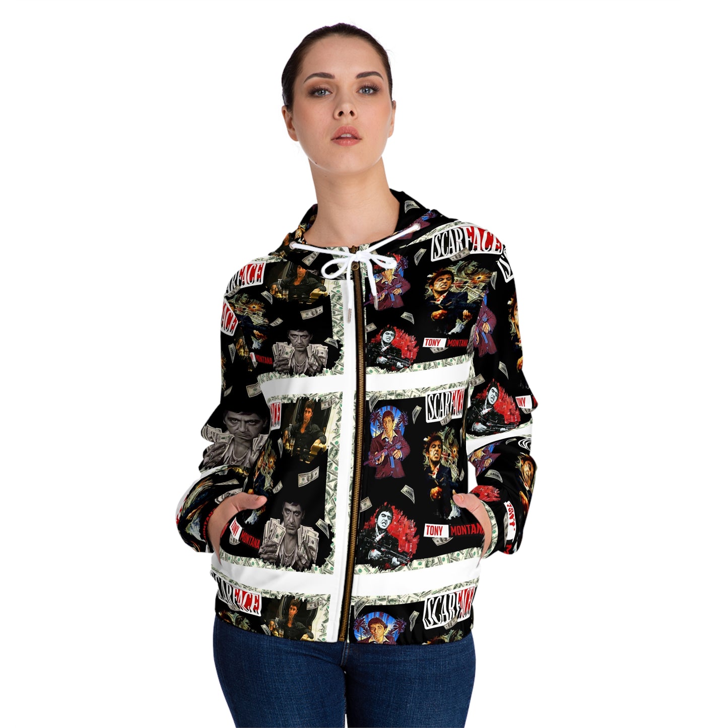 Scarface Womens Full-Zip Hoodie (AOP)