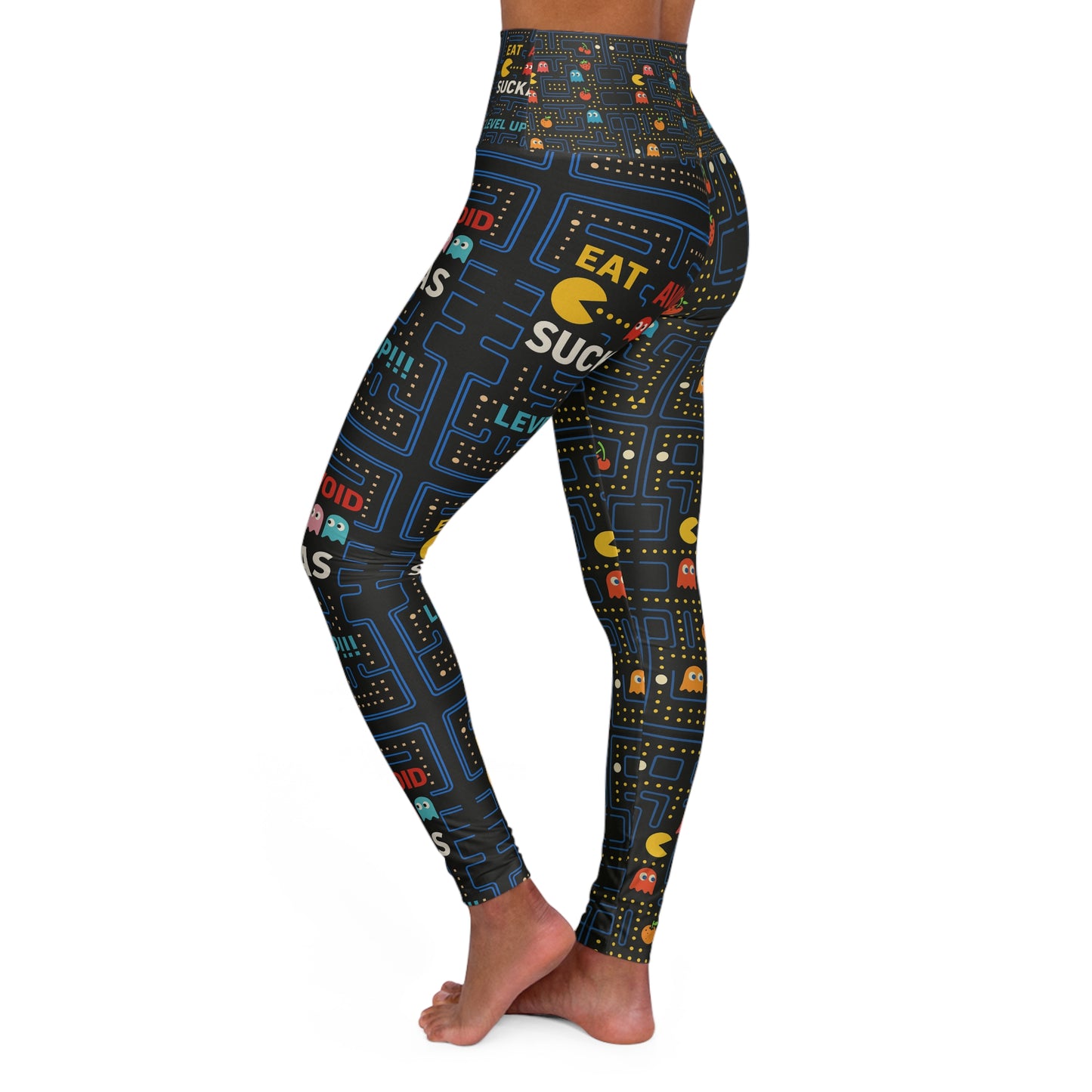 Eat ,avoid ,suckas level up Vibrant High Waisted Yoga Leggings, Colorful Activewear, Pilates Pants, Fitness Leggings, Yoga Outfits, Stylish Exercise Clothing
