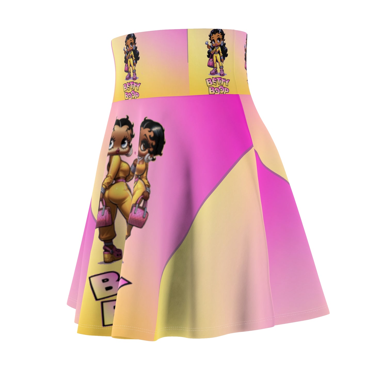 Betty boop pink and yellow Women's Skater Skirt (AOP)