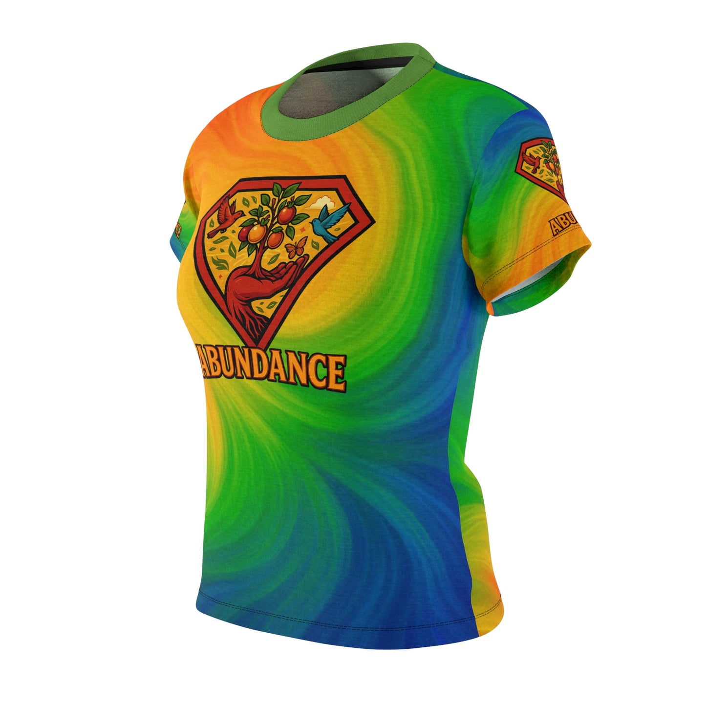 Abundance vibrant Women's Tee - Colorful Graphic Shirt for Positive Vibes, Festival Wear, Motivational Gift, Eco-Friendly Apparel