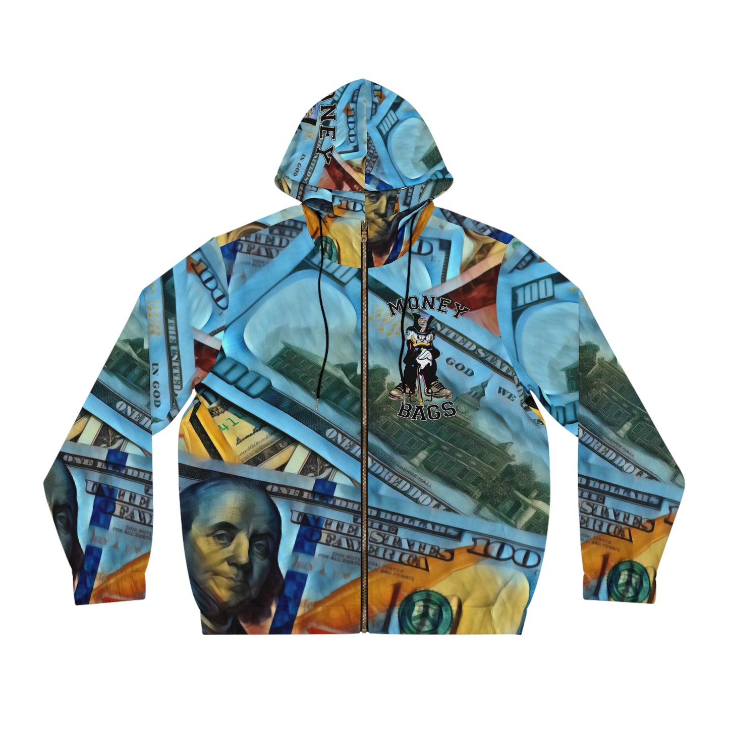 Money bags blue Men's Full-Zip Hoodie (AOP)
