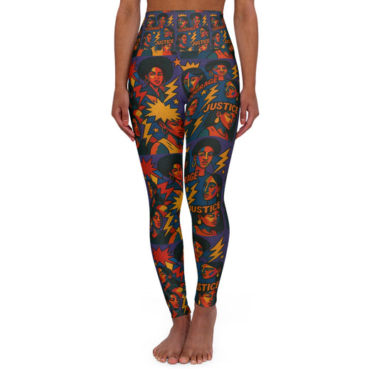 Courage, Justice Vibrant High Waisted Yoga Leggings, Colorful Activewear, Pilates Pants, Fitness Leggings, Yoga Outfits, Stylish Exercise Clothing
