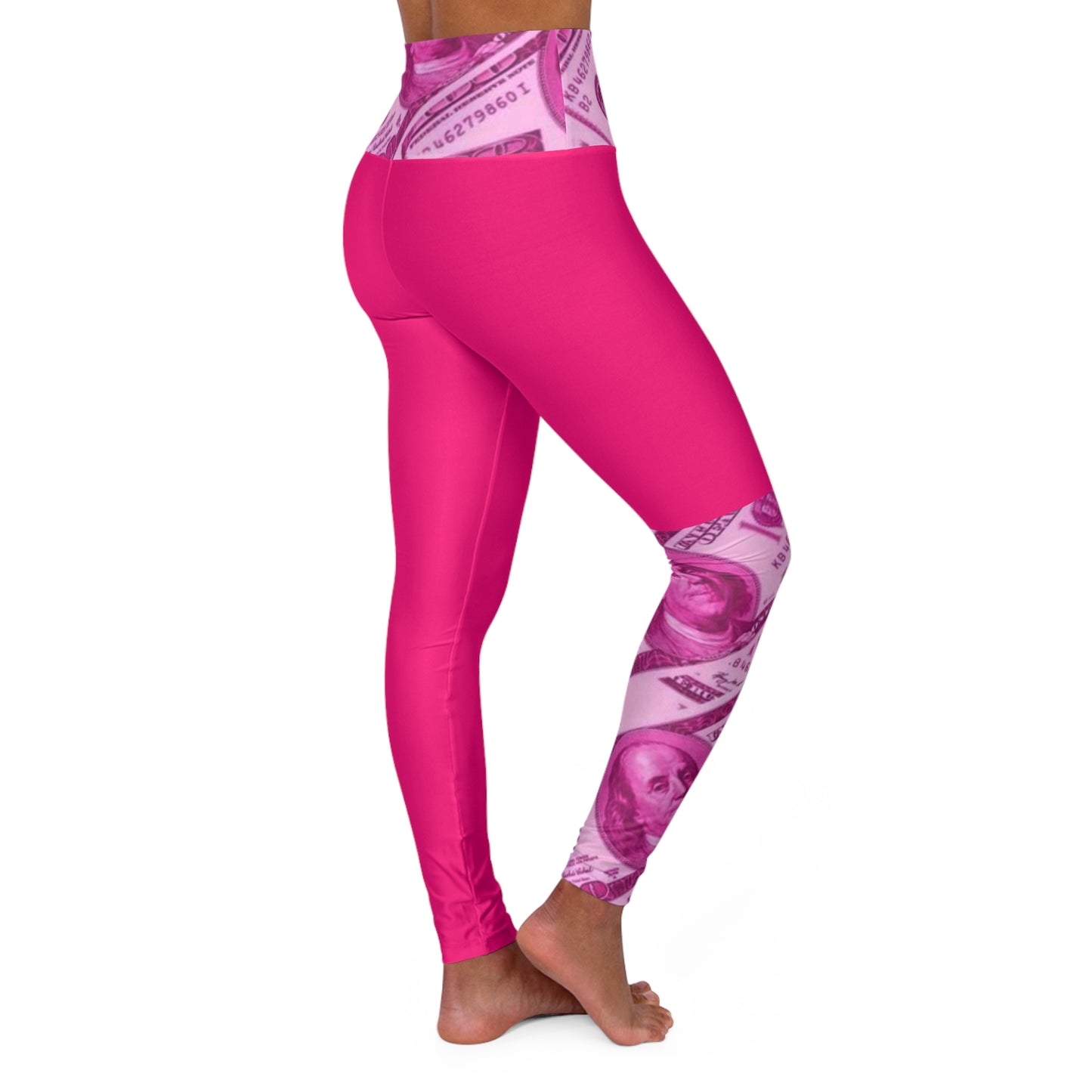Money bags pink High Waisted Yoga Leggings