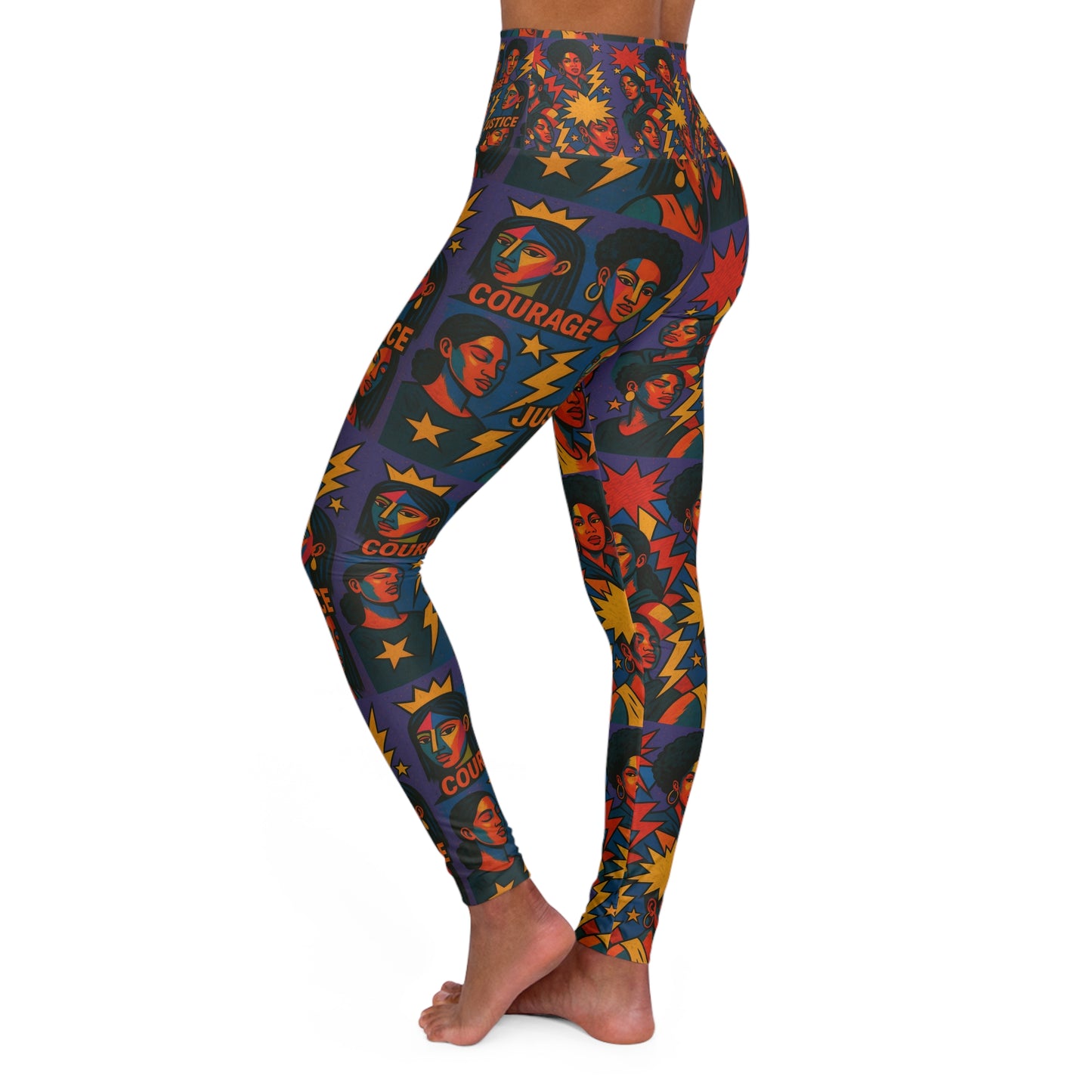 Courage, Justice Vibrant High Waisted Yoga Leggings, Colorful Activewear, Pilates Pants, Fitness Leggings, Yoga Outfits, Stylish Exercise Clothing