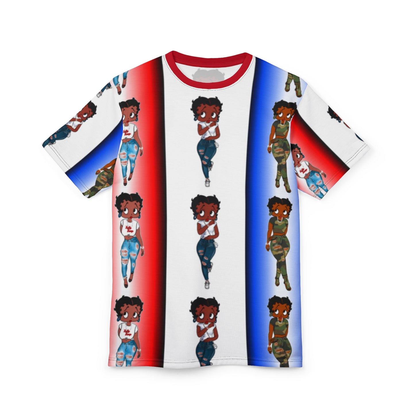 Betty boop red white and blue Unisex AOP Cut & Sew Tee