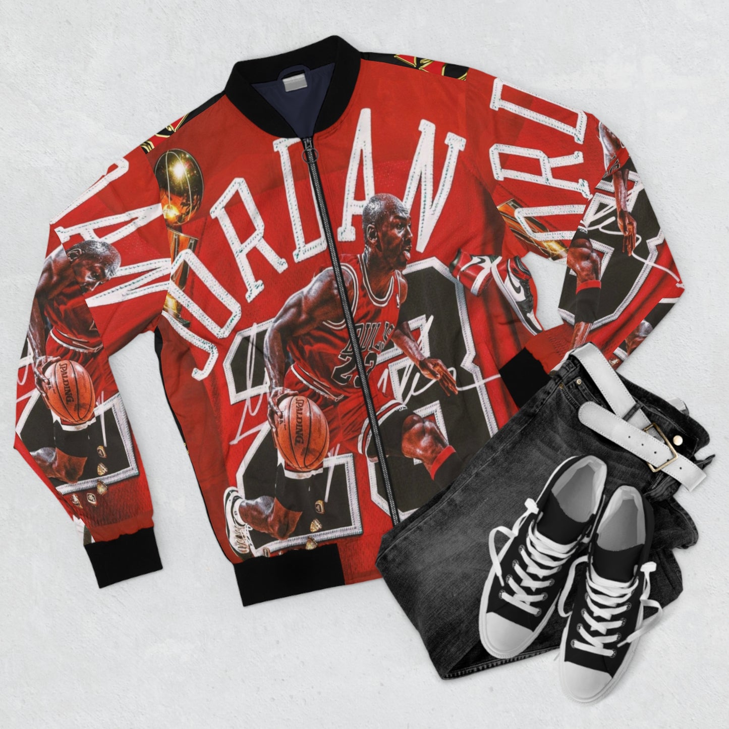 Michael Jordan red Men's AOP Bomber Jacket