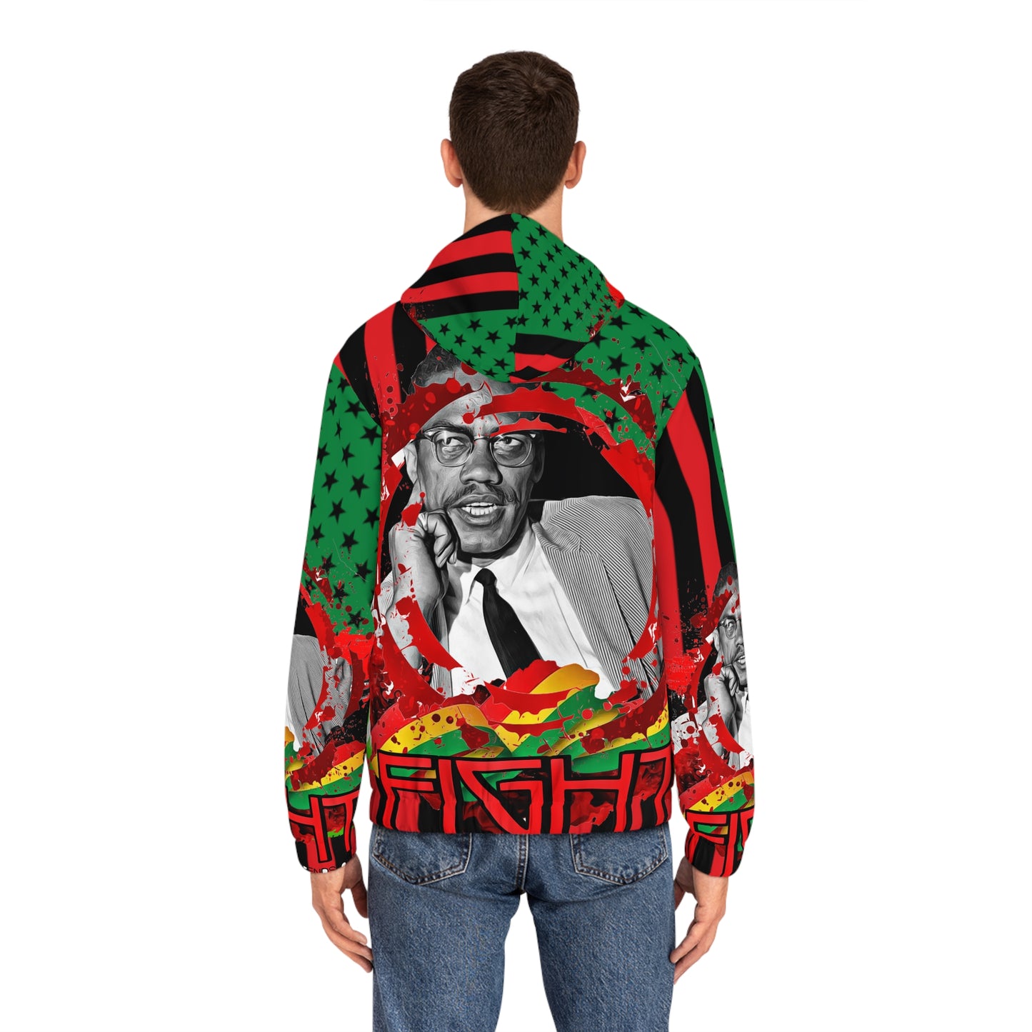 Malcolm x Men's Full-Zip Hoodie (AOP)