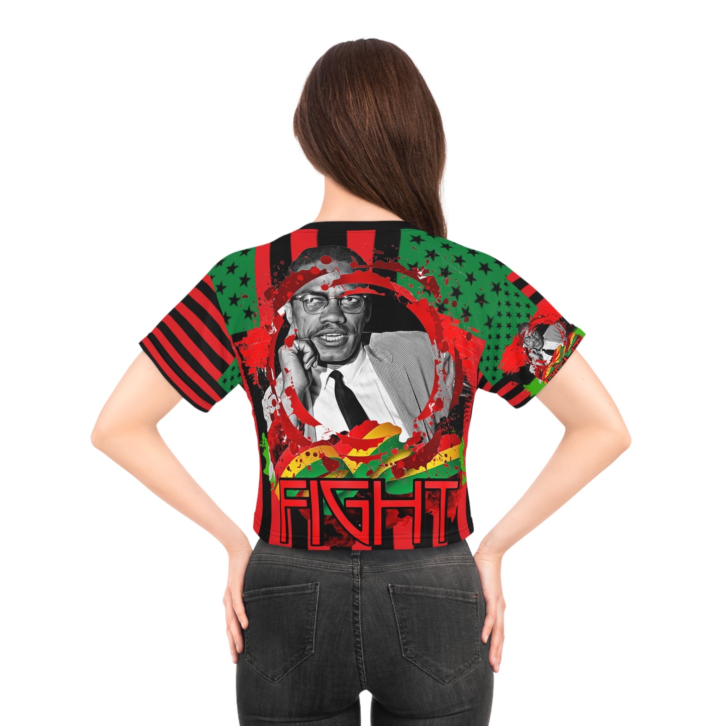 Malcolm x Crop Tee (AOP)