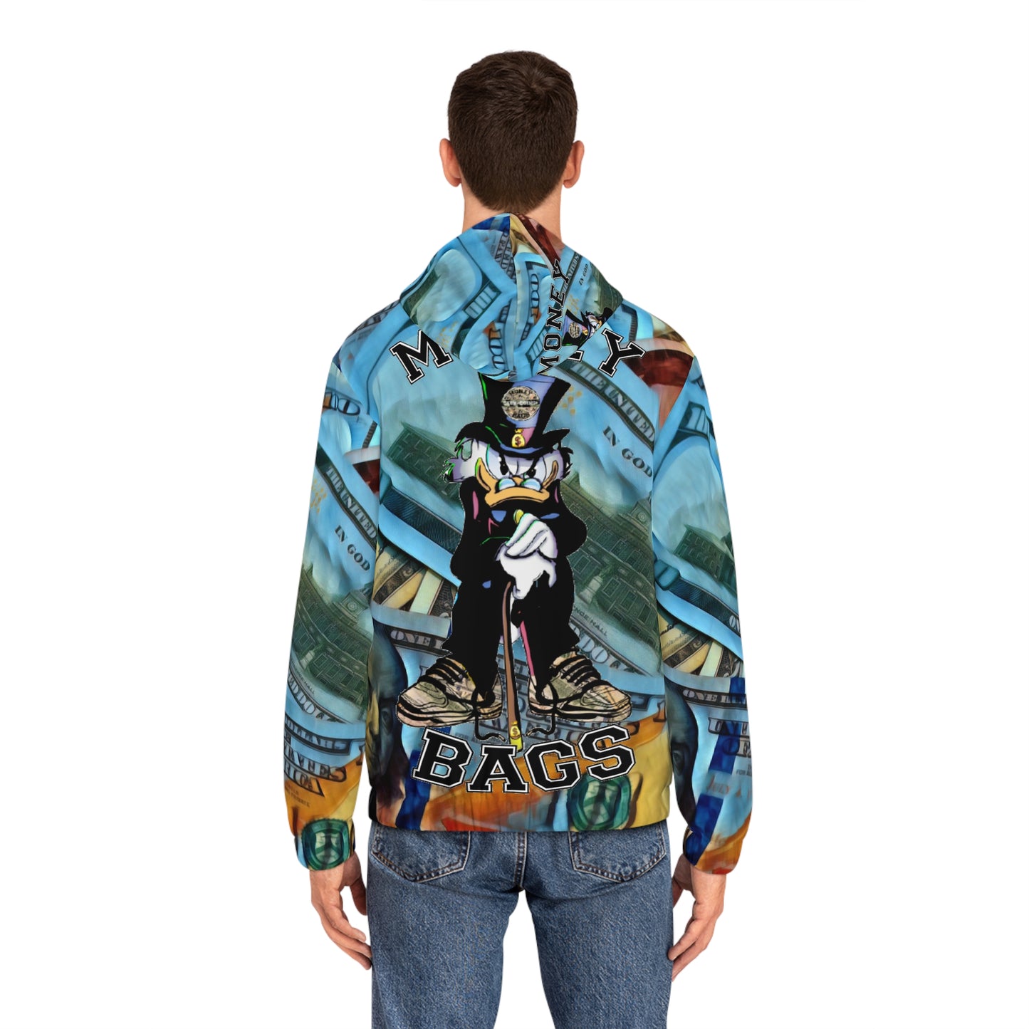 Money bags blue Men's Full-Zip Hoodie (AOP)