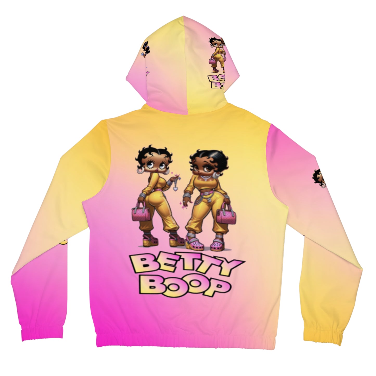Betty boop pink and yellow Women’s Full-Zip Hoodie (AOP)