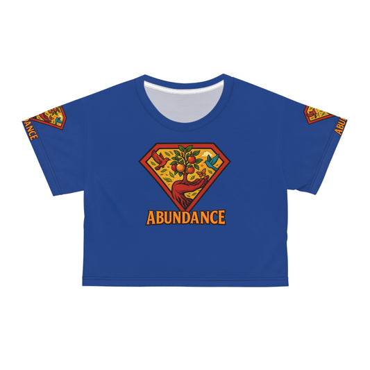 Abundance Vibrant Crop Tee, Superhero Style Shirt, Unique Boho Top, Colorful Summer Wear, Gift for Her, Festival Fashion
