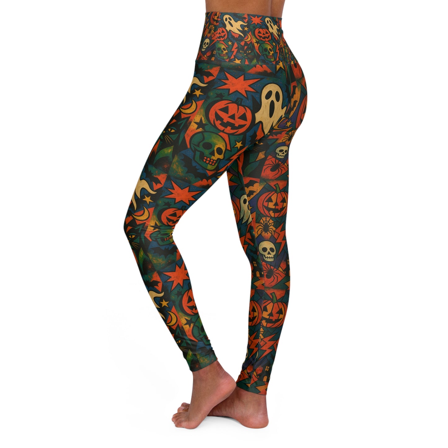 Halloween theme Vibrant High Waisted Yoga Leggings, Colorful Activewear, Pilates Pants, Fitness Leggings, Yoga Outfits, Stylish Exercise Clothing