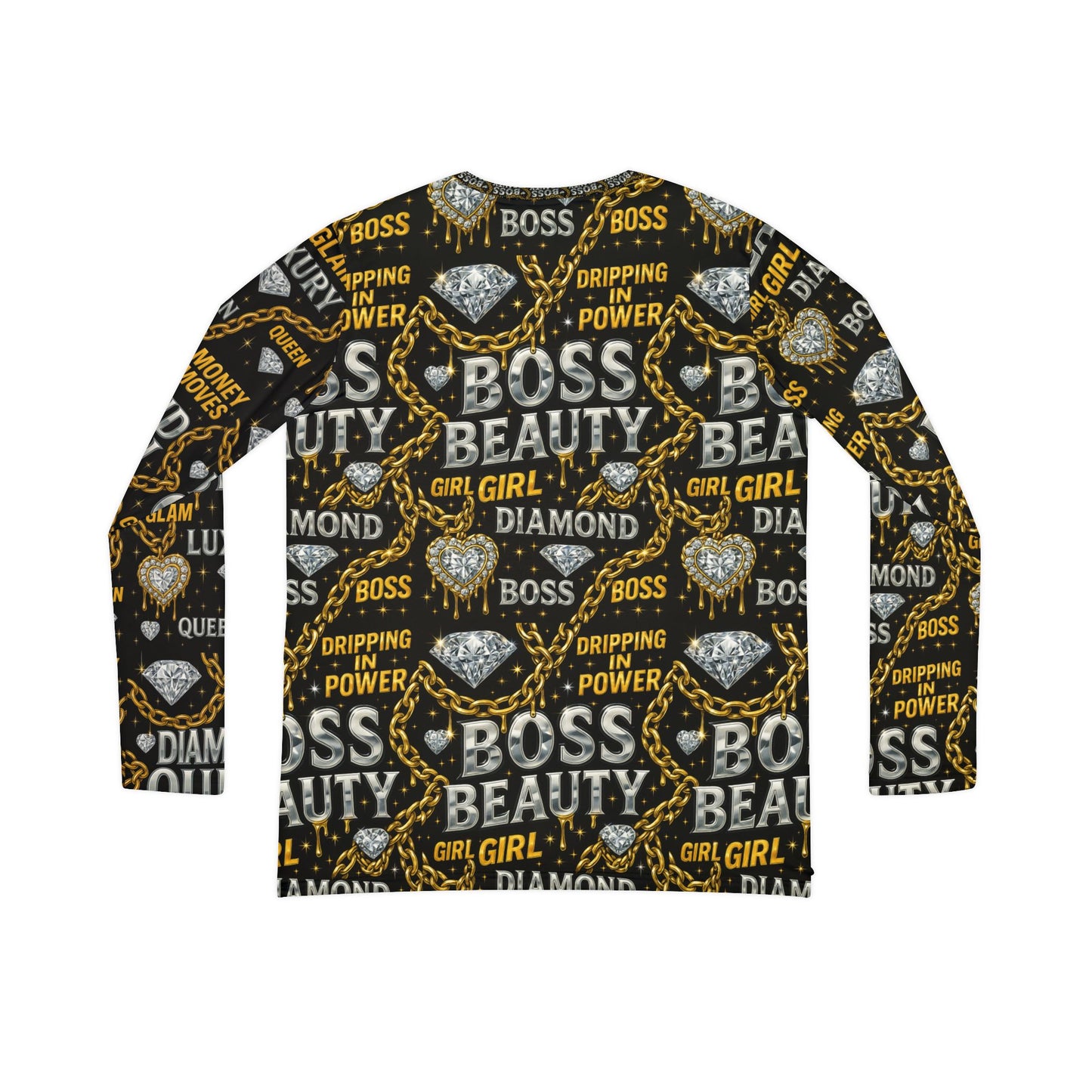 Diamond Queen Boss beauty Women's Long Sleeve Graphic V-Neck Shirt, Fun Comic Pop Art Top, Casual Wear, Gift for Her, Birthday Tee, Statement Shirt