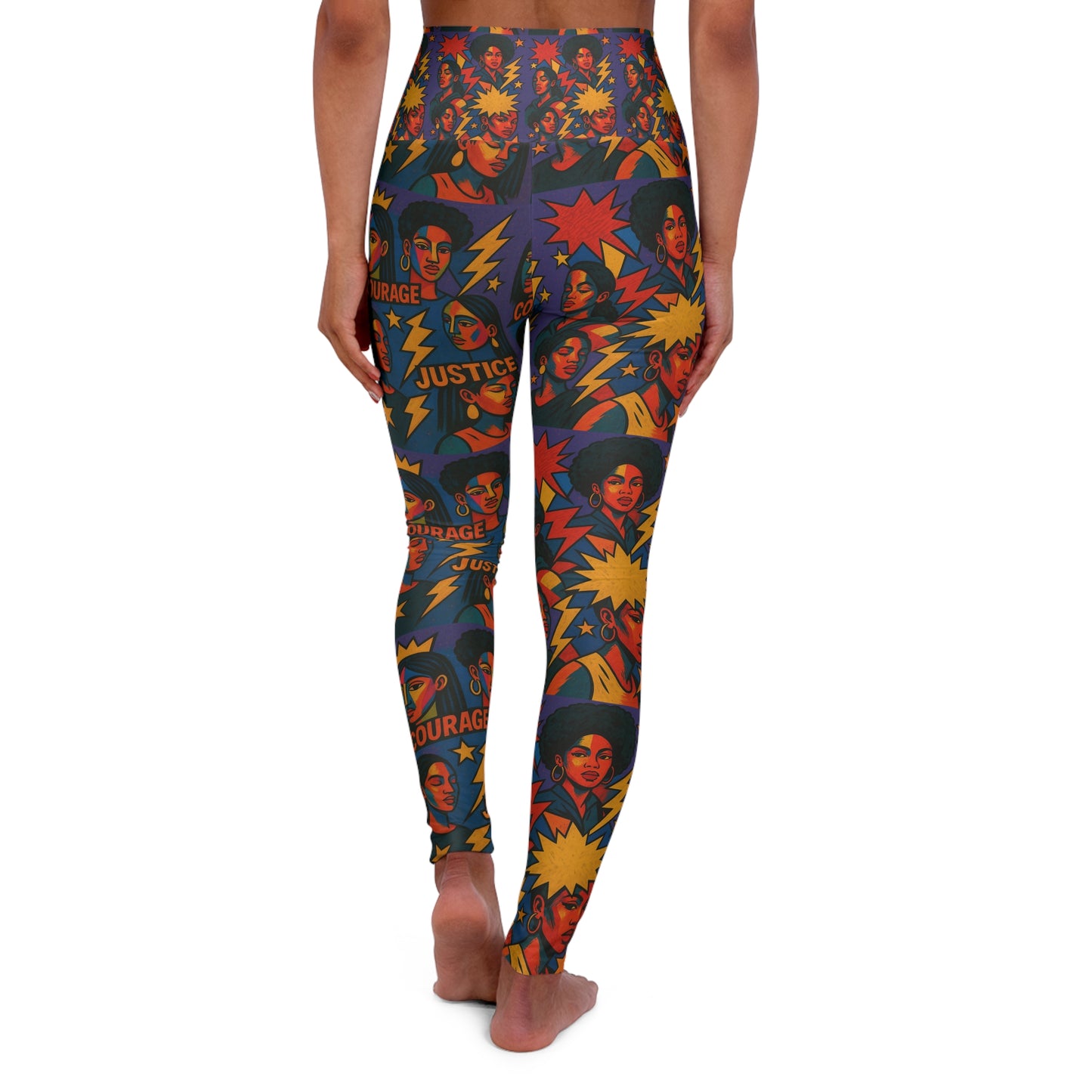 Courage, Justice Vibrant High Waisted Yoga Leggings, Colorful Activewear, Pilates Pants, Fitness Leggings, Yoga Outfits, Stylish Exercise Clothing