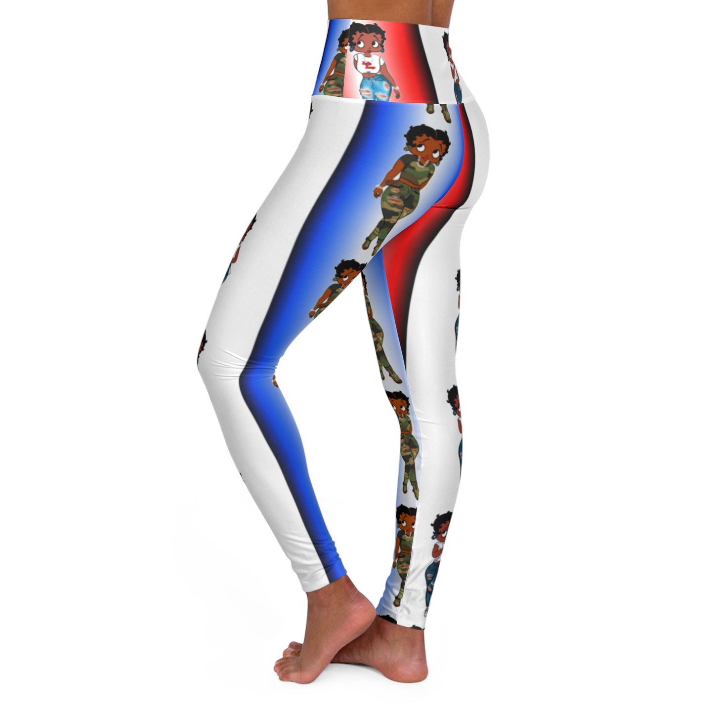 Betty boop red white and blue High Waisted Yoga Leggings