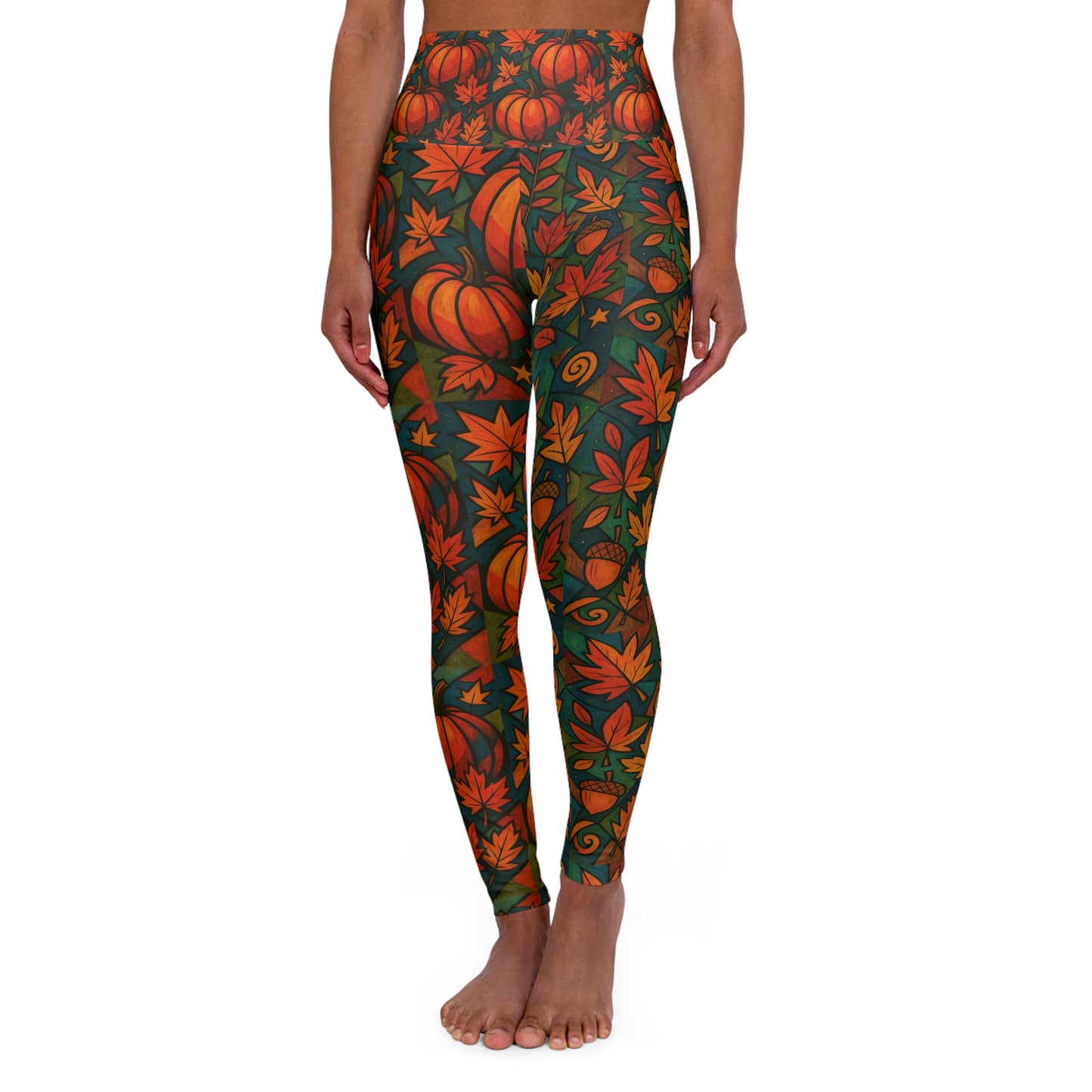 Fall Time theme Vibrant High Waisted Yoga Leggings, Colorful Activewear, Pilates Pants, Fitness Leggings, Yoga Outfits, Stylish Exercise Clothing