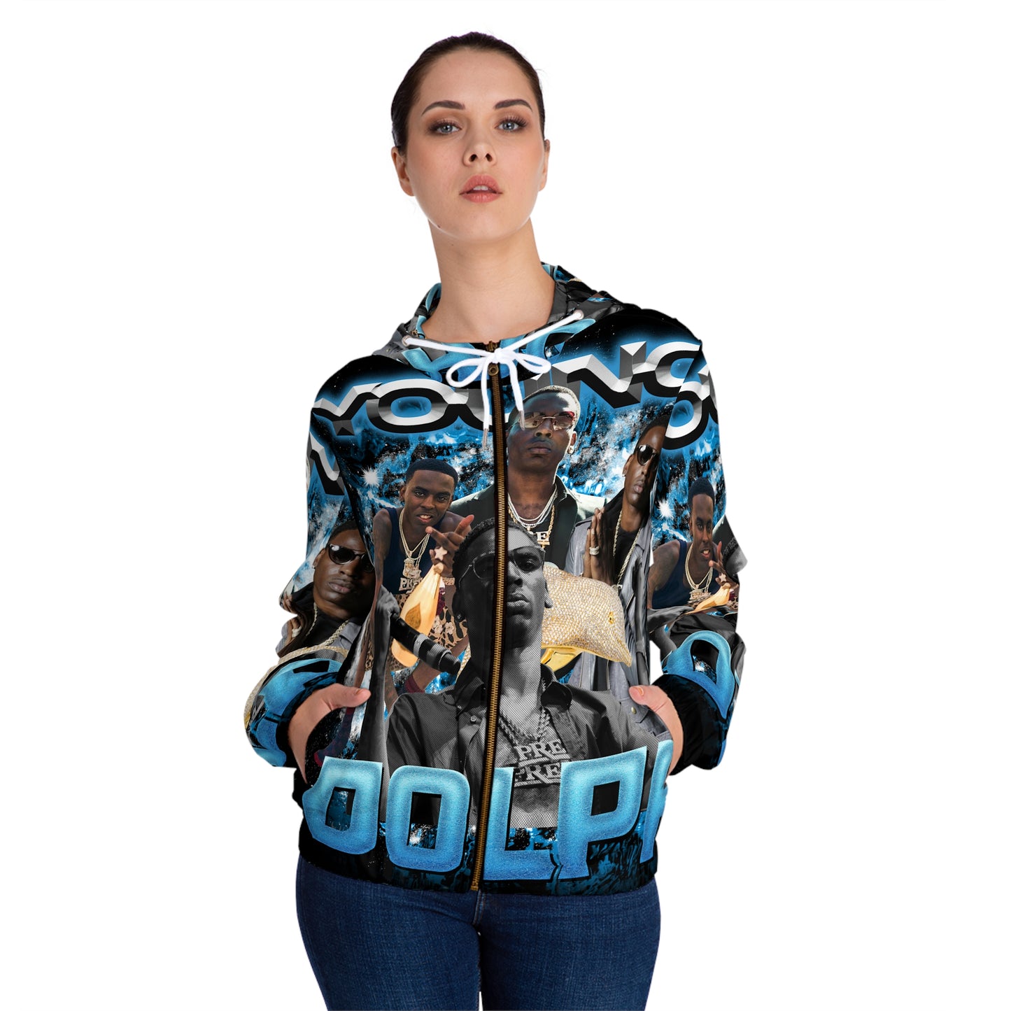 Young Dolph Womens Full-Zip Hoodie (AOP)