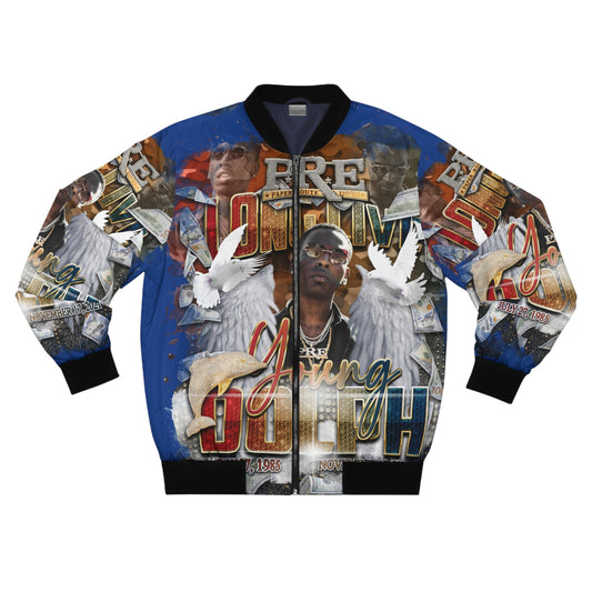 Young Dolph blue multicolor camouflage Men's Bomber Jacket (AOP)