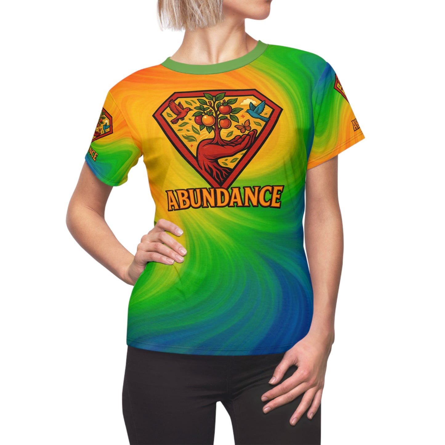 Abundance vibrant Women's Tee - Colorful Graphic Shirt for Positive Vibes, Festival Wear, Motivational Gift, Eco-Friendly Apparel