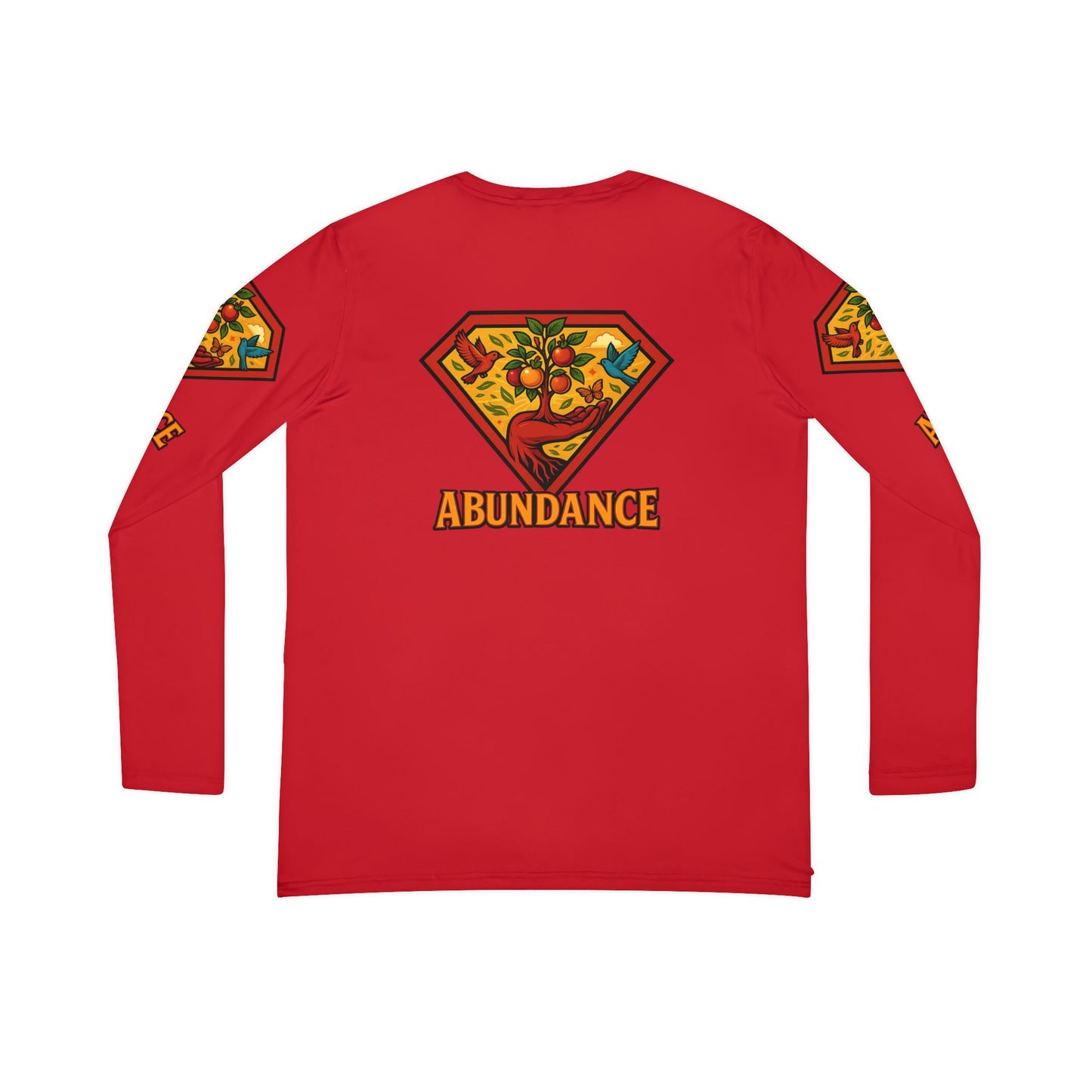 Abundance Long Sleeve V-neck Shirt, Rainbow Vibe Top, Gift for Her, Boho Style Apparel, Positive Energy Wear, Colorful Everyday Fashion