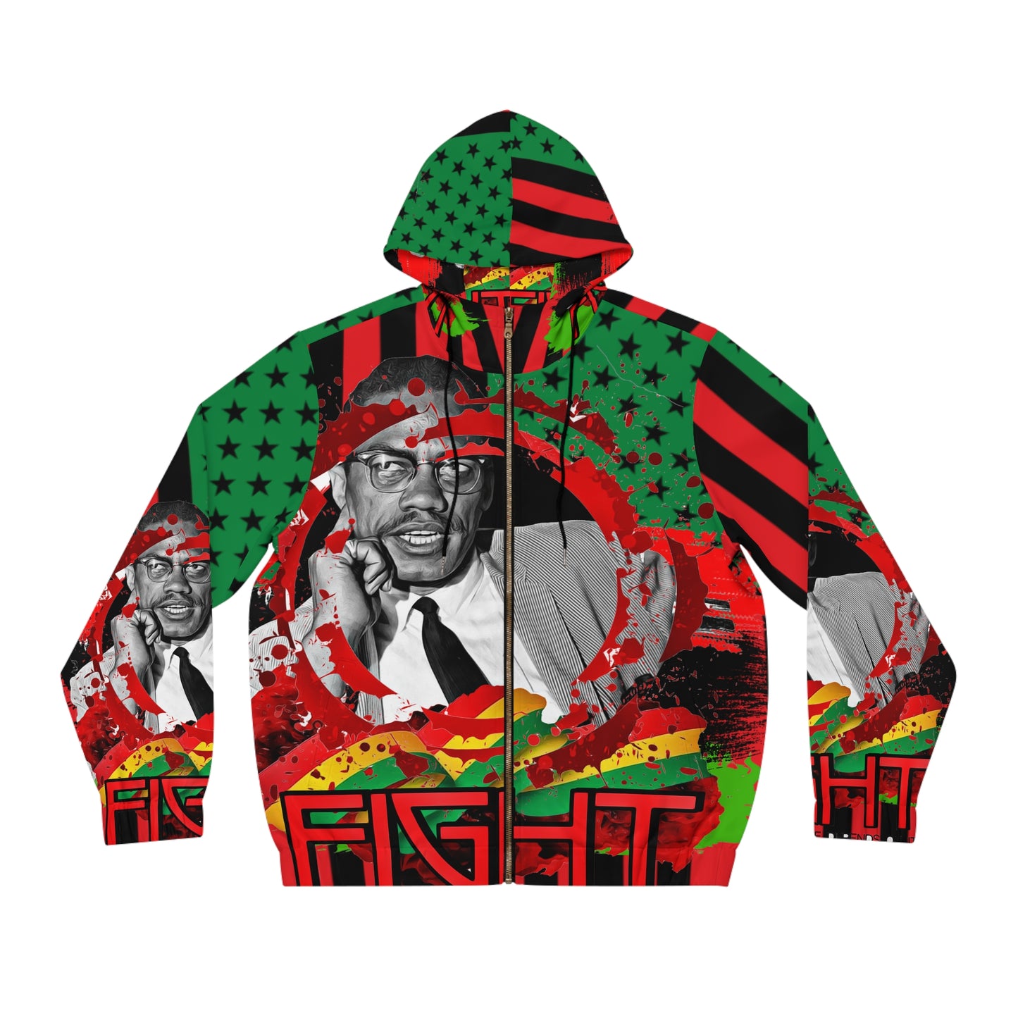 Malcolm x Men's Full-Zip Hoodie (AOP)