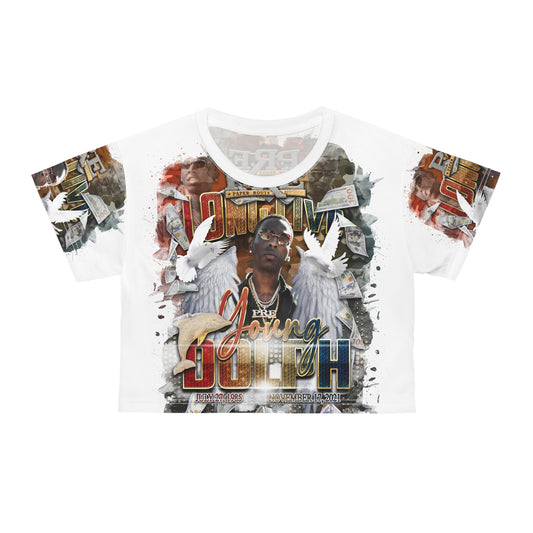 Young Dolph White Crop Tee (AOP)
