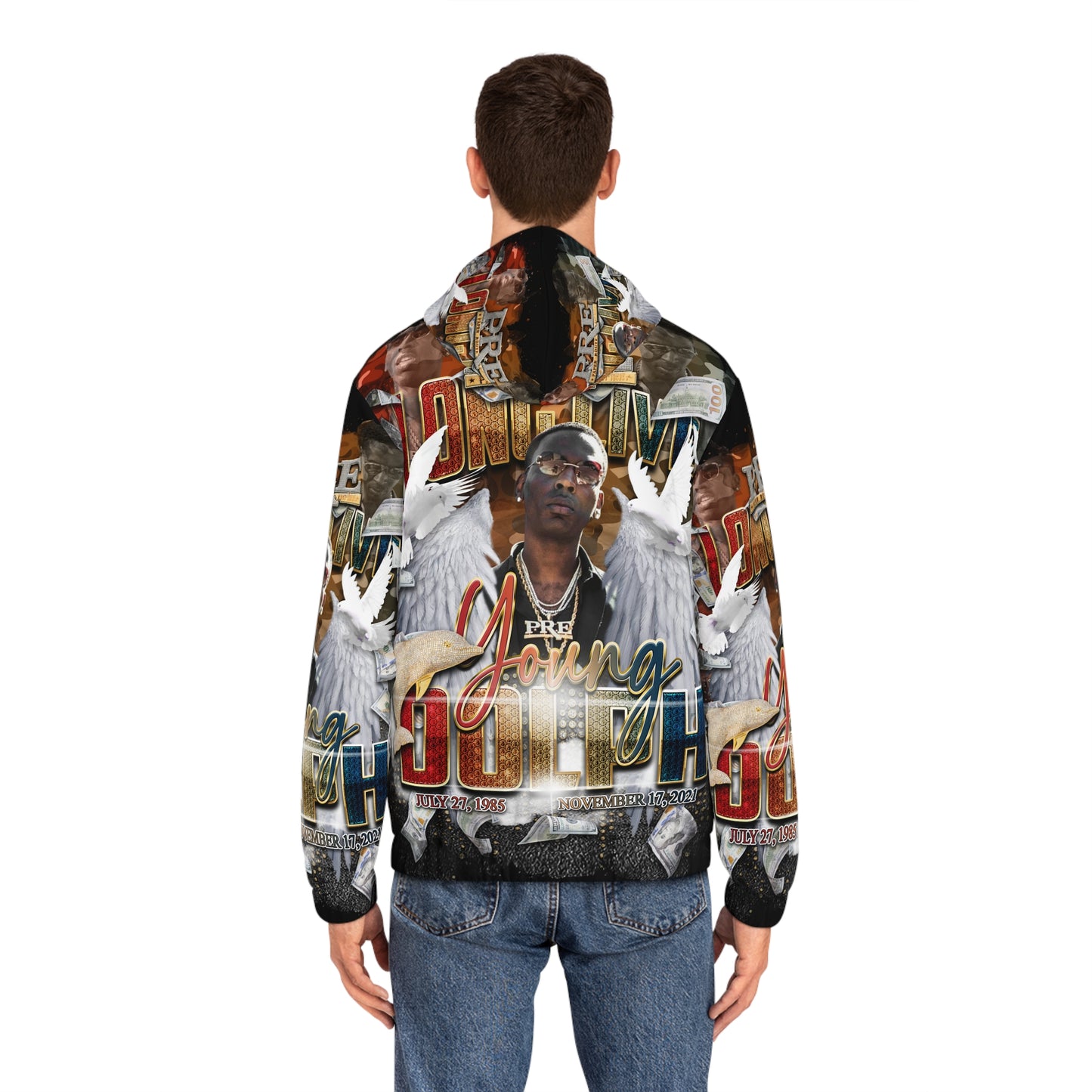Young Dolph Men's Full-Zip Hoodie (AOP)