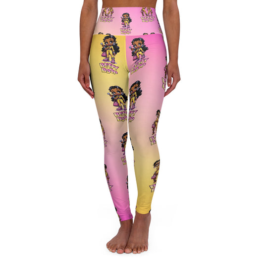 Betty boop pink and yellow High Waisted Yoga Leggings (AOP)