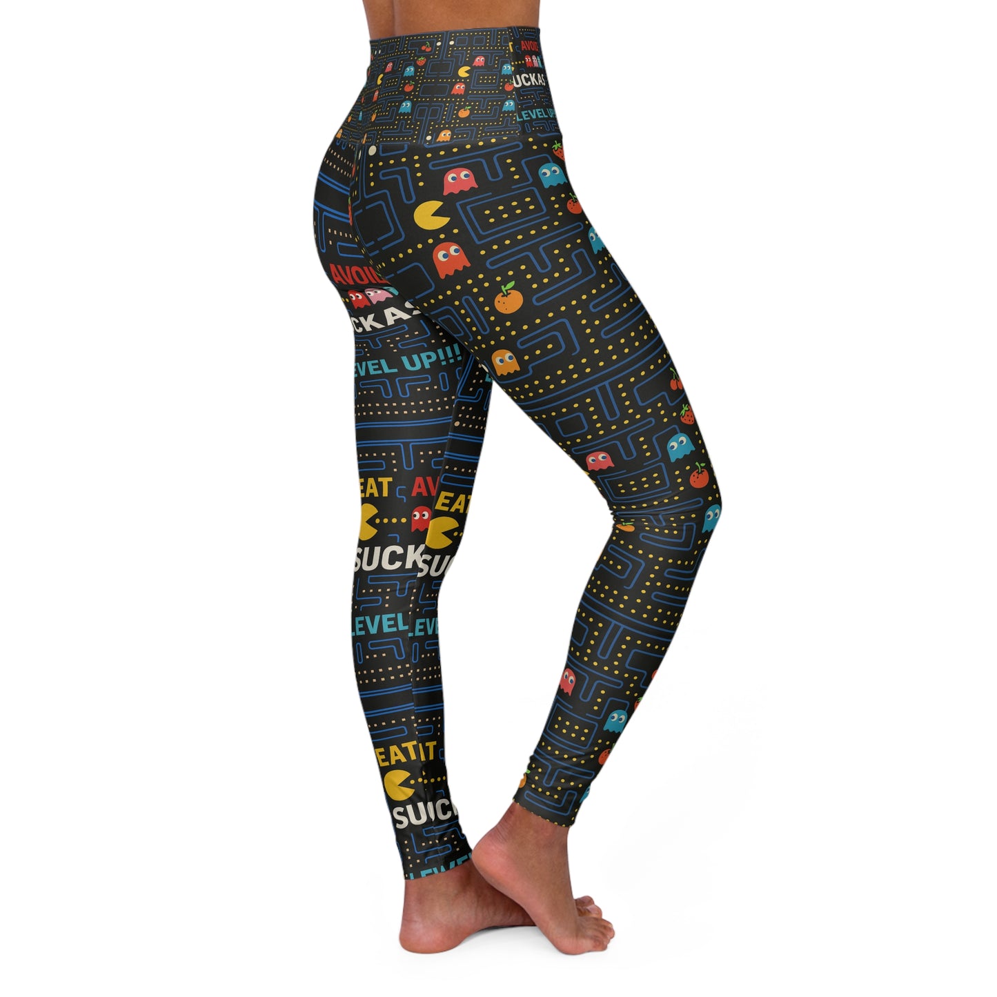 Eat ,avoid ,suckas level up Vibrant High Waisted Yoga Leggings, Colorful Activewear, Pilates Pants, Fitness Leggings, Yoga Outfits, Stylish Exercise Clothing