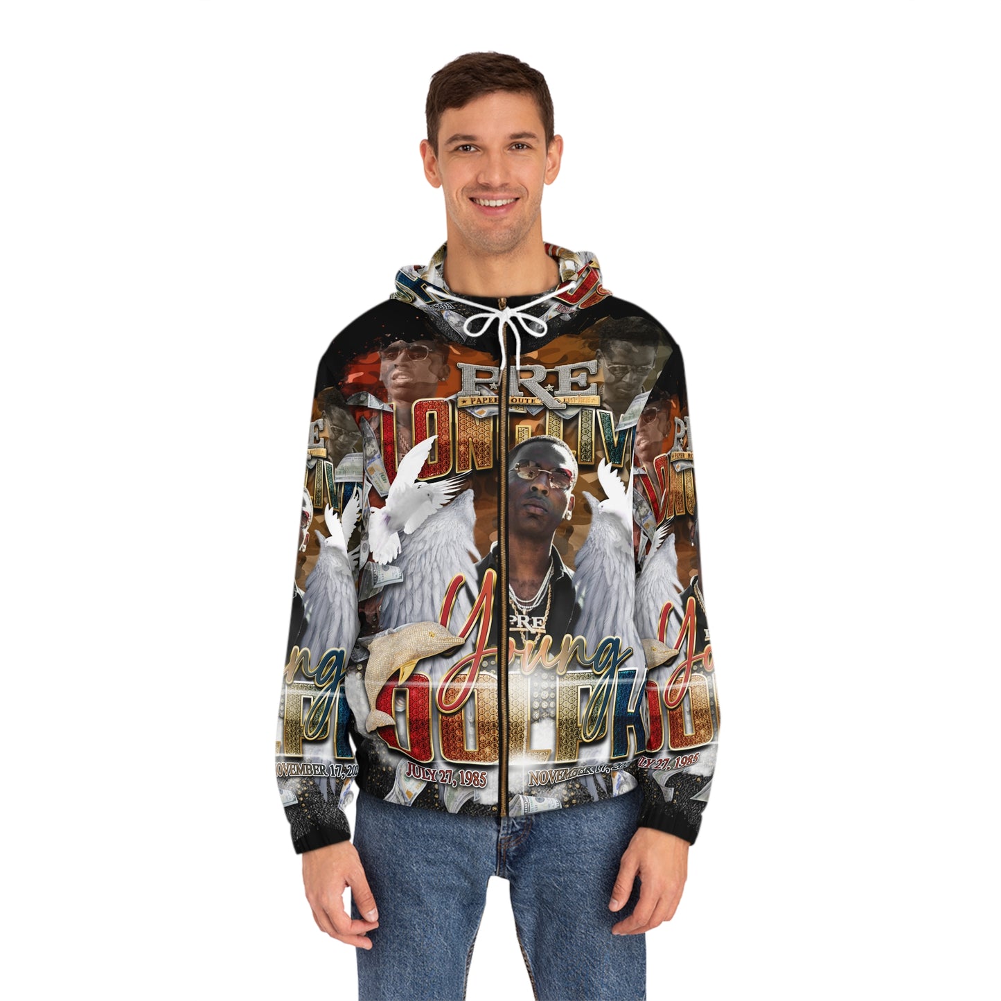 Young Dolph Men's Full-Zip Hoodie (AOP)