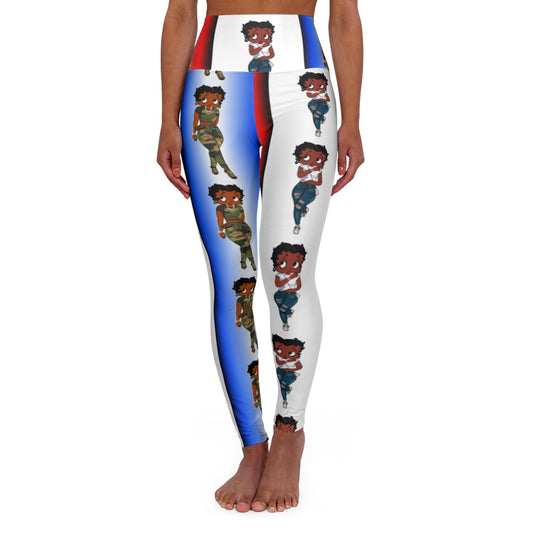 Betty boop red white and blue High Waisted Yoga Leggings