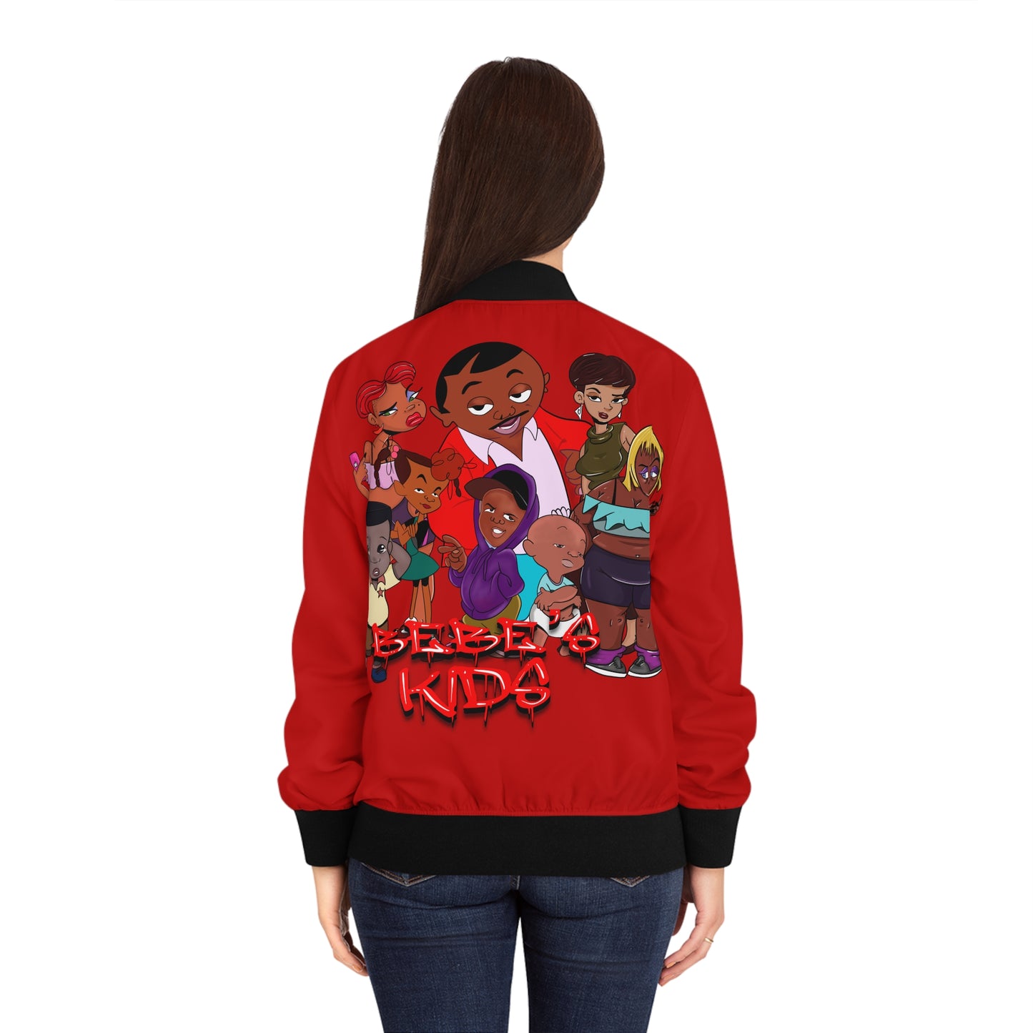 Bebe kids red Women's Bomber Jacket (AOP)