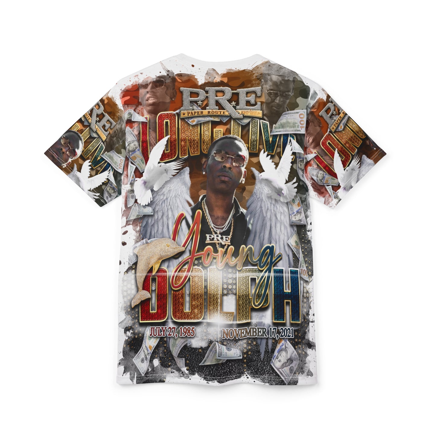 Young Dolph multicolor camouflage Unisex Cut & Sew Tee (AOP)